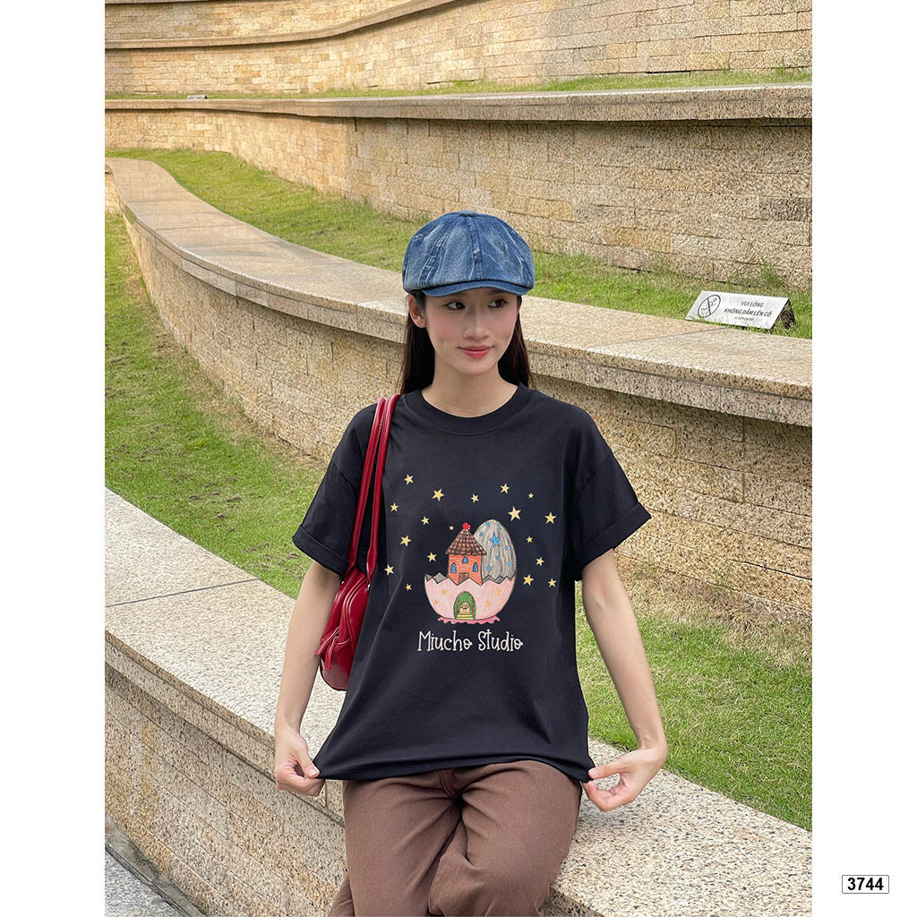 Áo thun nữ form boxy hoạt hình mùa hè Dreamee đáng yêu chất thoáng mát Miucho 3744_thumbnail_4