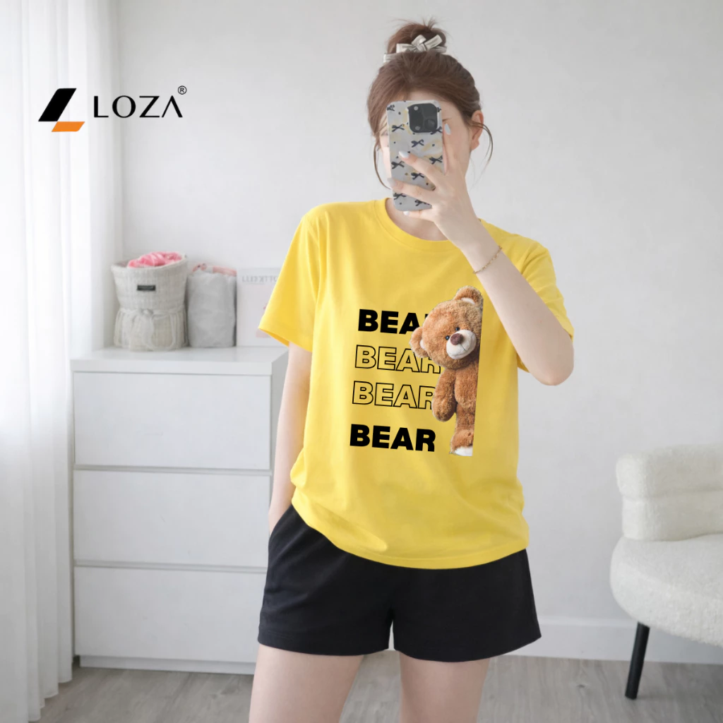 Set đồ nữ LOZA hình gấu Bear - Đồ bộ nữ mùa hè gồm áo thun dáng rộng + quần đùi cotton - BP17_thumbnail_13