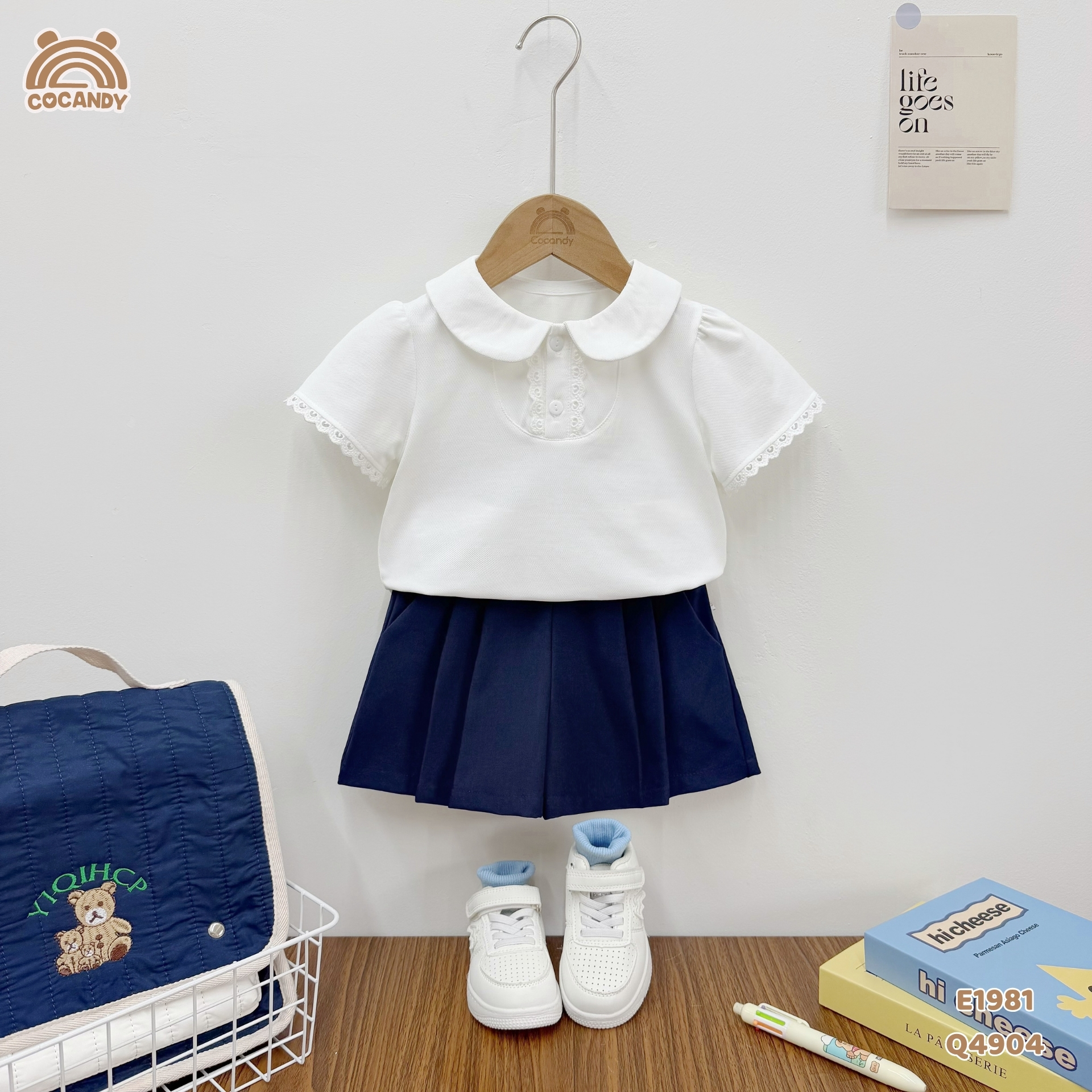 Áo cộc polo TRẮNG cổ sen tay phối ren_thumbnail_0
