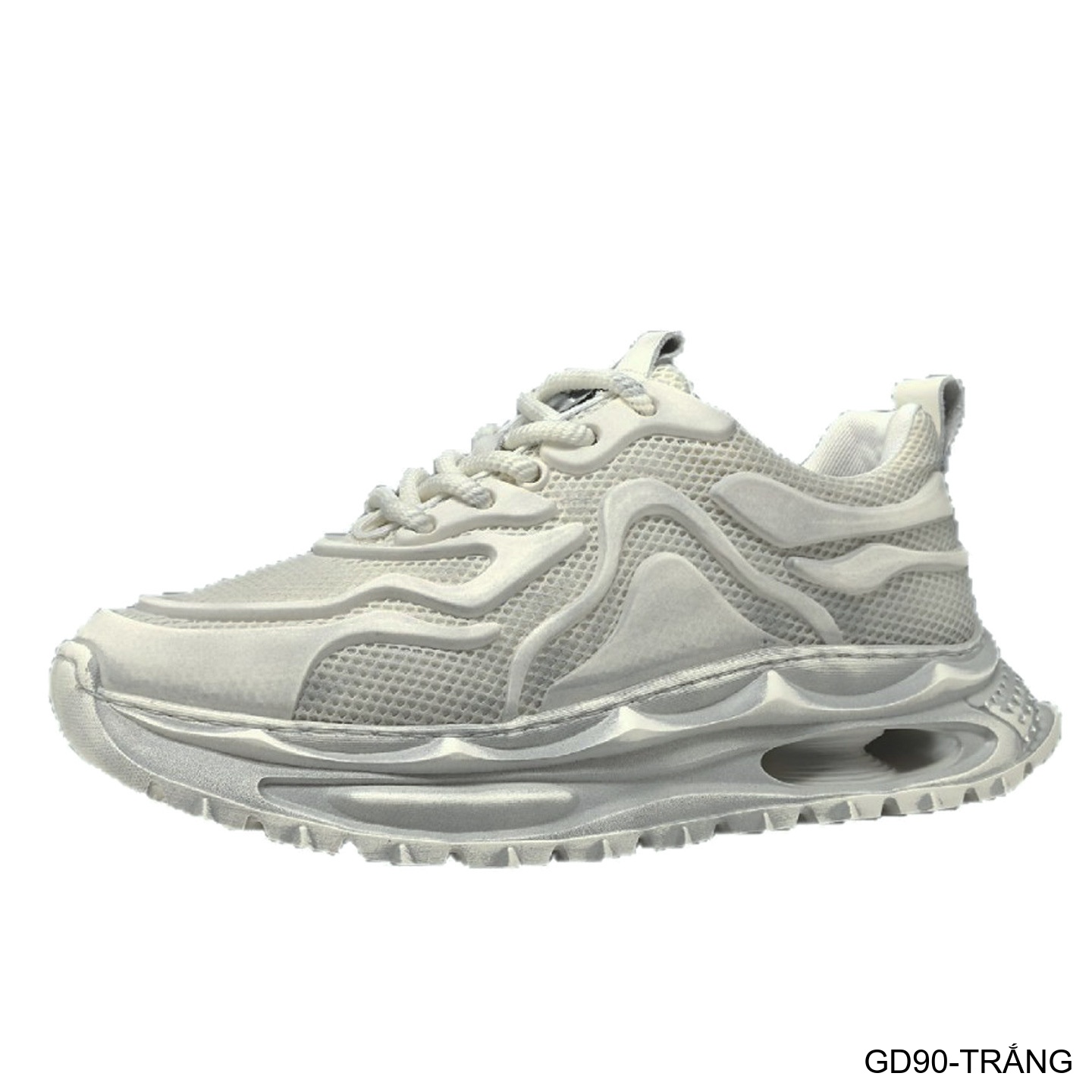 GD90 - Giày thể thao nam kiểu Dad Shoes đế dày, thân lưới thoáng khí, tăng chiều cao, phối màu Trắng Đen_thumbnail_4
