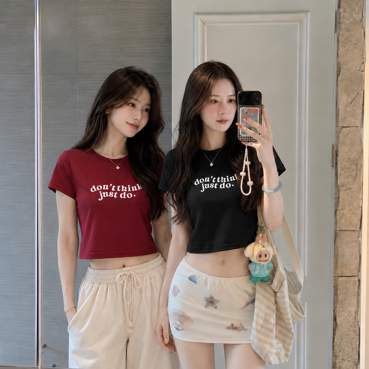 [Form Ôm] Áo croptop chữ 'don't think just do' -  Loza CR8607_thumbnail_2