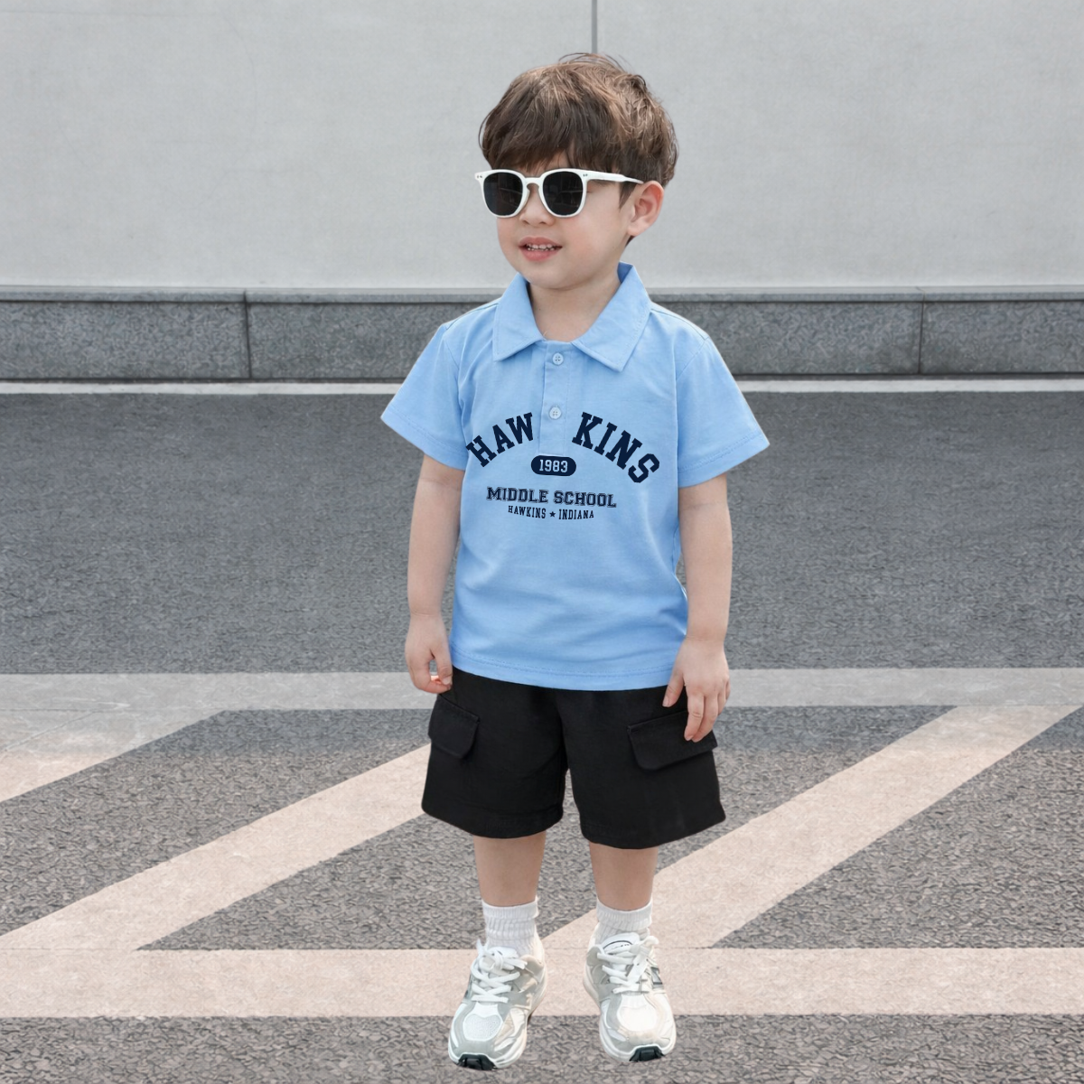 Set bộ Polo bé trai hình chữ Haw Kins 1983 - Loza KidsBU628