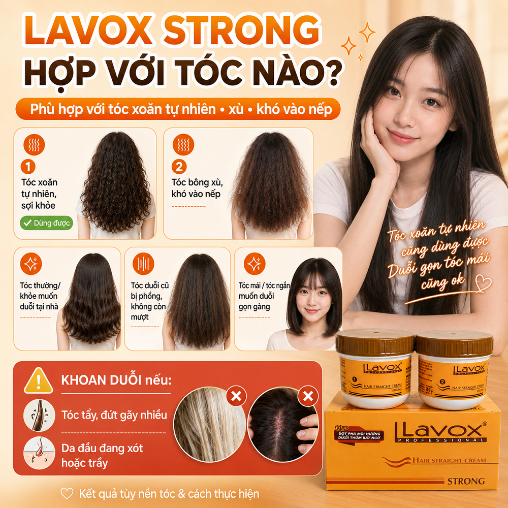 Kem Duỗi Tóc Lavox Strong Hộp Cam 2 Hũ, Hỗ Trợ Tóc Thẳng Mượt Tại Nhà, Tặng Lược 2 Đầu & Găng Tay_thumbnail_2