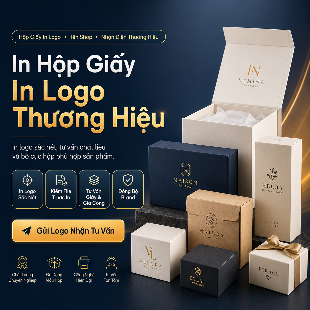 In Hộp Giấy In Logo Thương Hiệu Sắc Nét | In Ấn SG