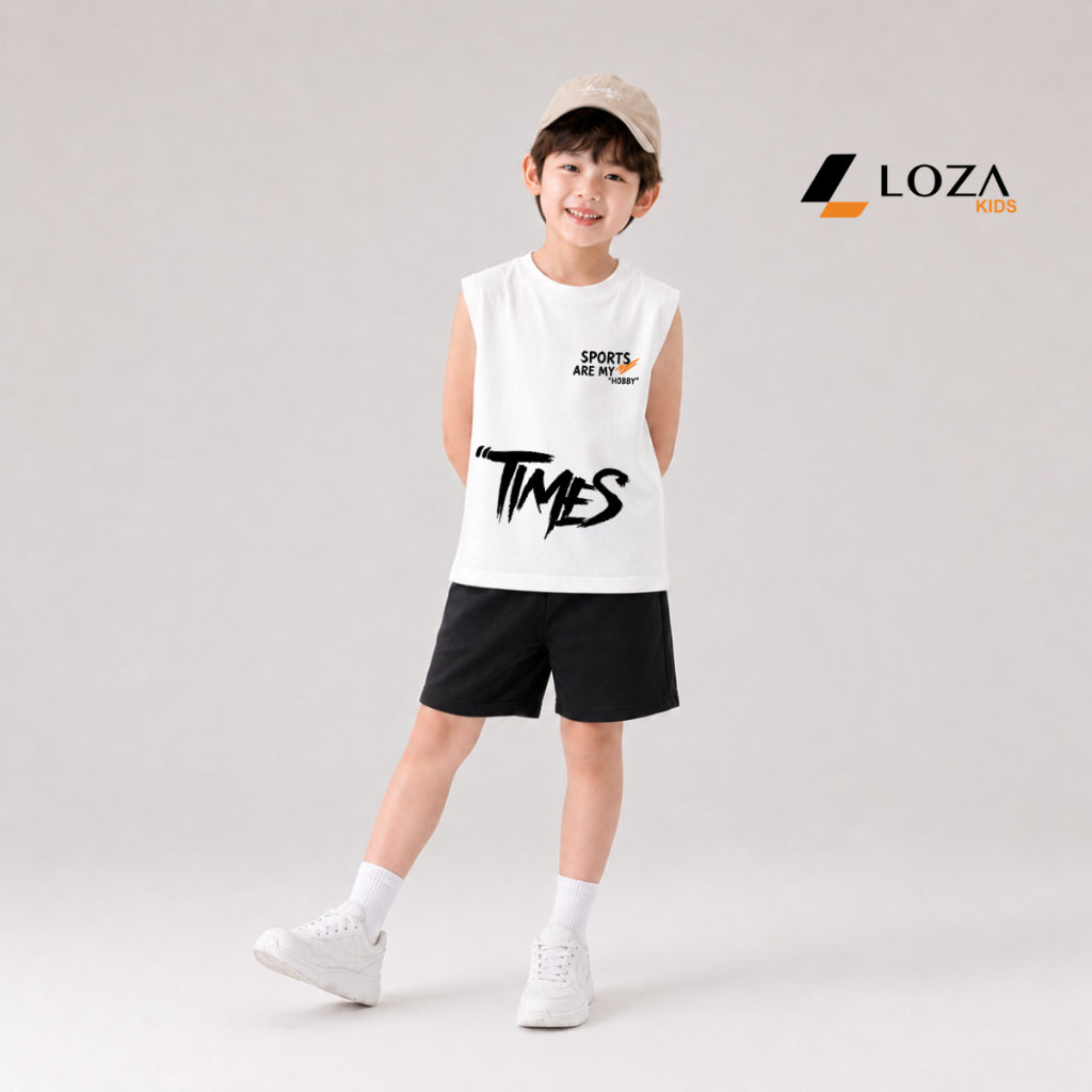 Set bộ ba lỗ cho bé trai chữ 