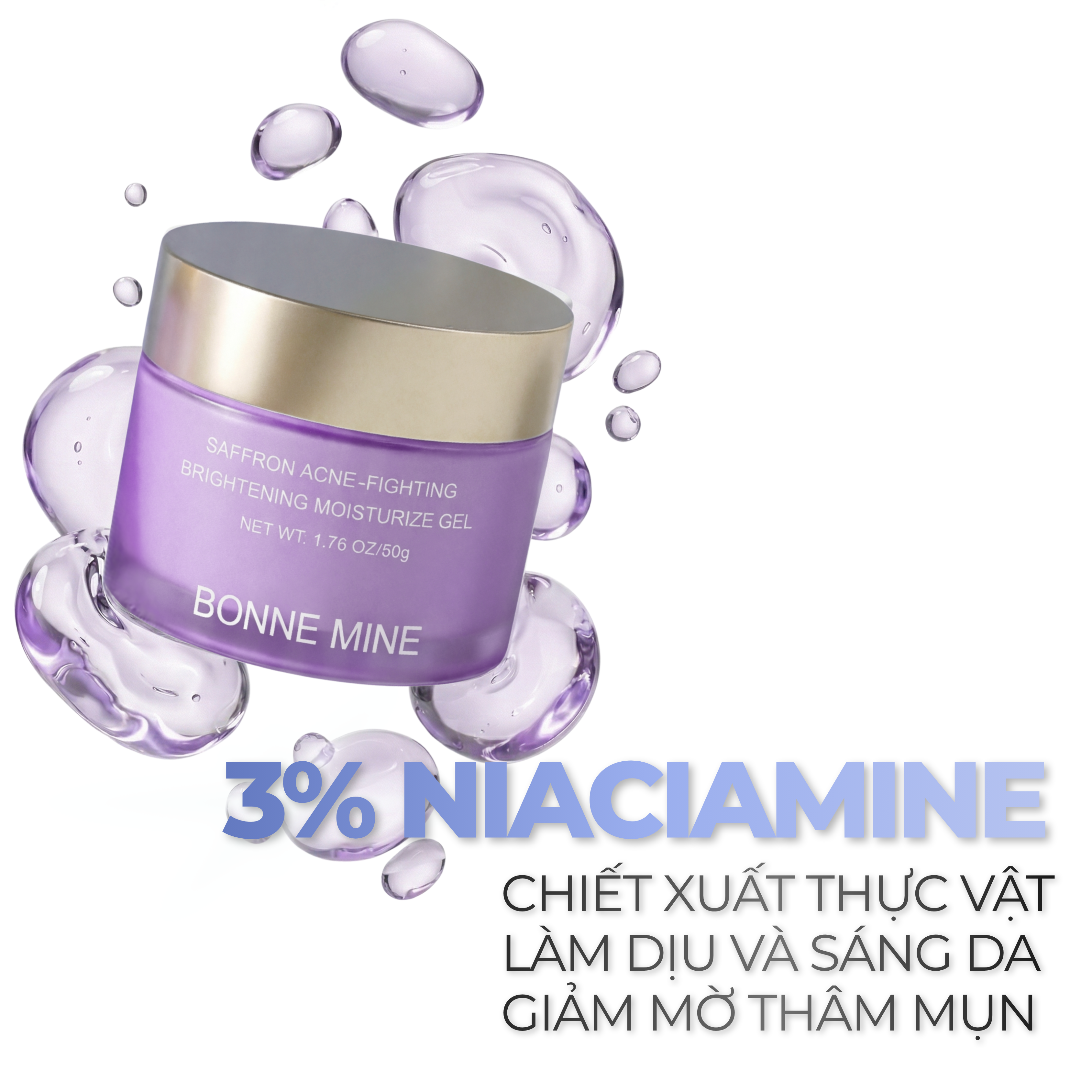 Gel dưỡng ẩm -Saffron Acne-Fighting Brightening Moisturize Gel BONNE MINE