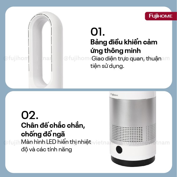 Quạt không cánh mini, lọc không khí khử khuẩn Anion + UV kết nối WIFI Fujihome BF18_thumbnail_4