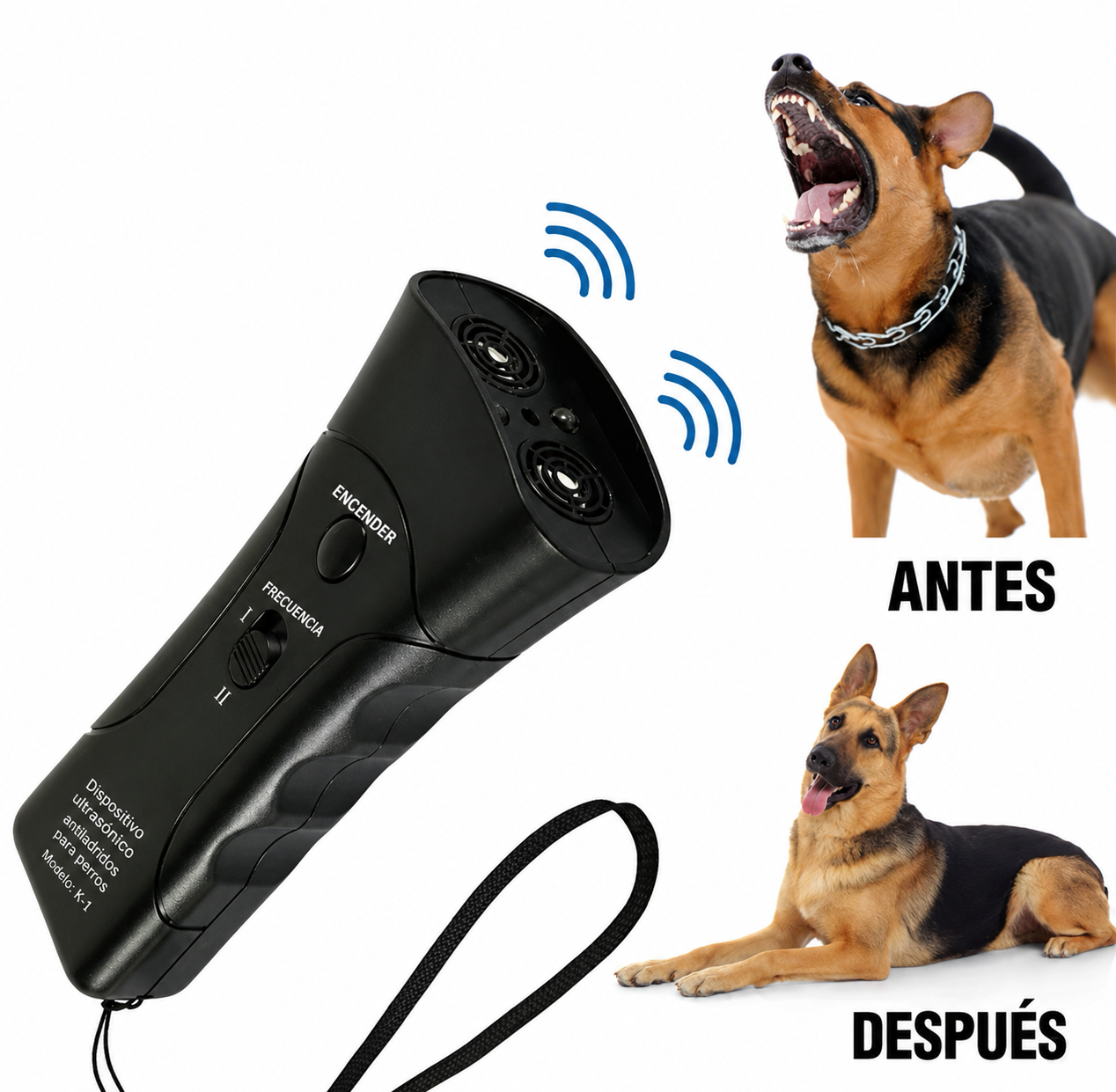 DISPOSITIVO ULTRASÓNICO ANTILADRIDOS PARA PERROS, REPELENTE DE LADRIDOS, DISPOSITIVO DE ENTRENAMIENTO CON LED, SIN BATERÍA