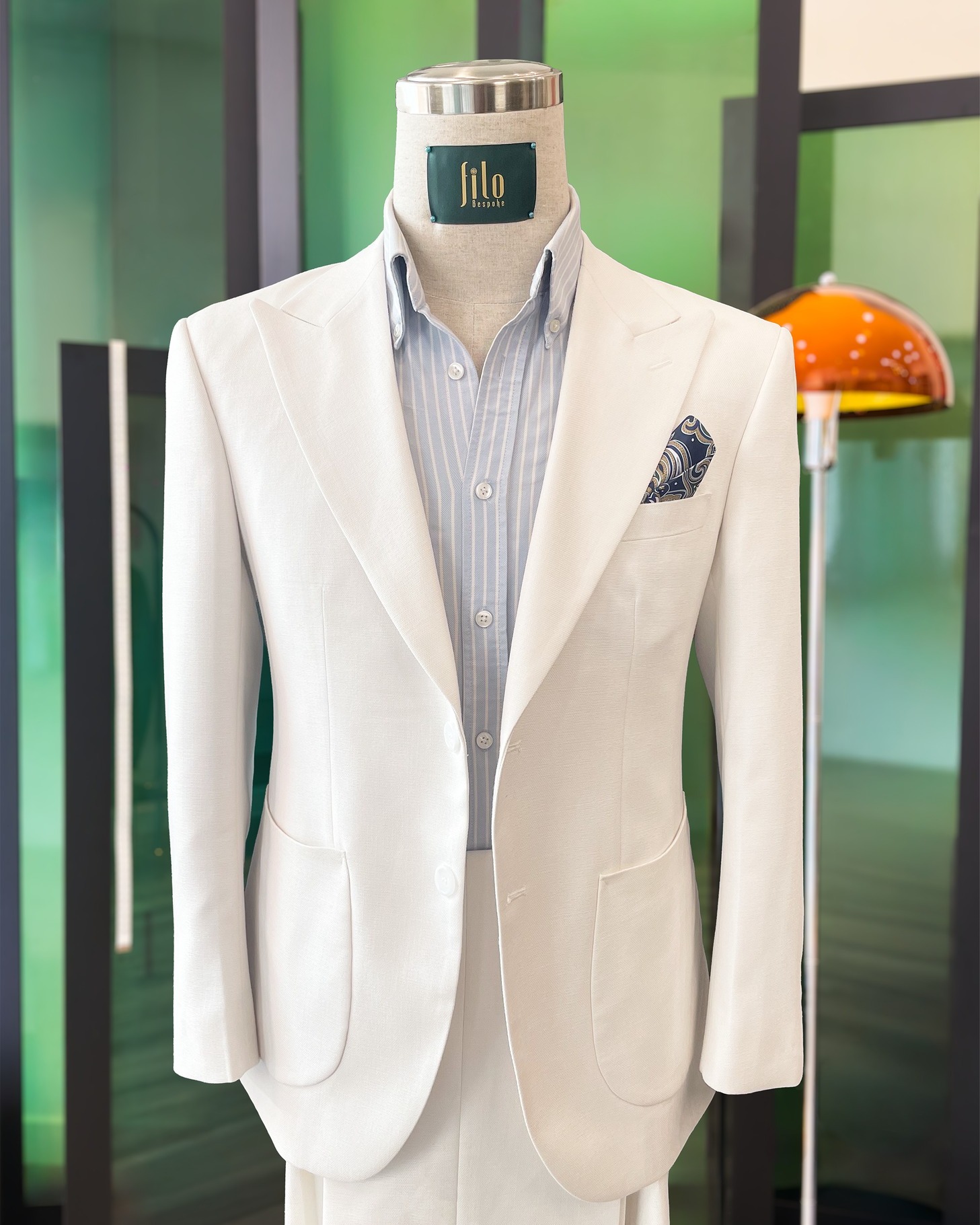White Wool/Silk/Linen Suit