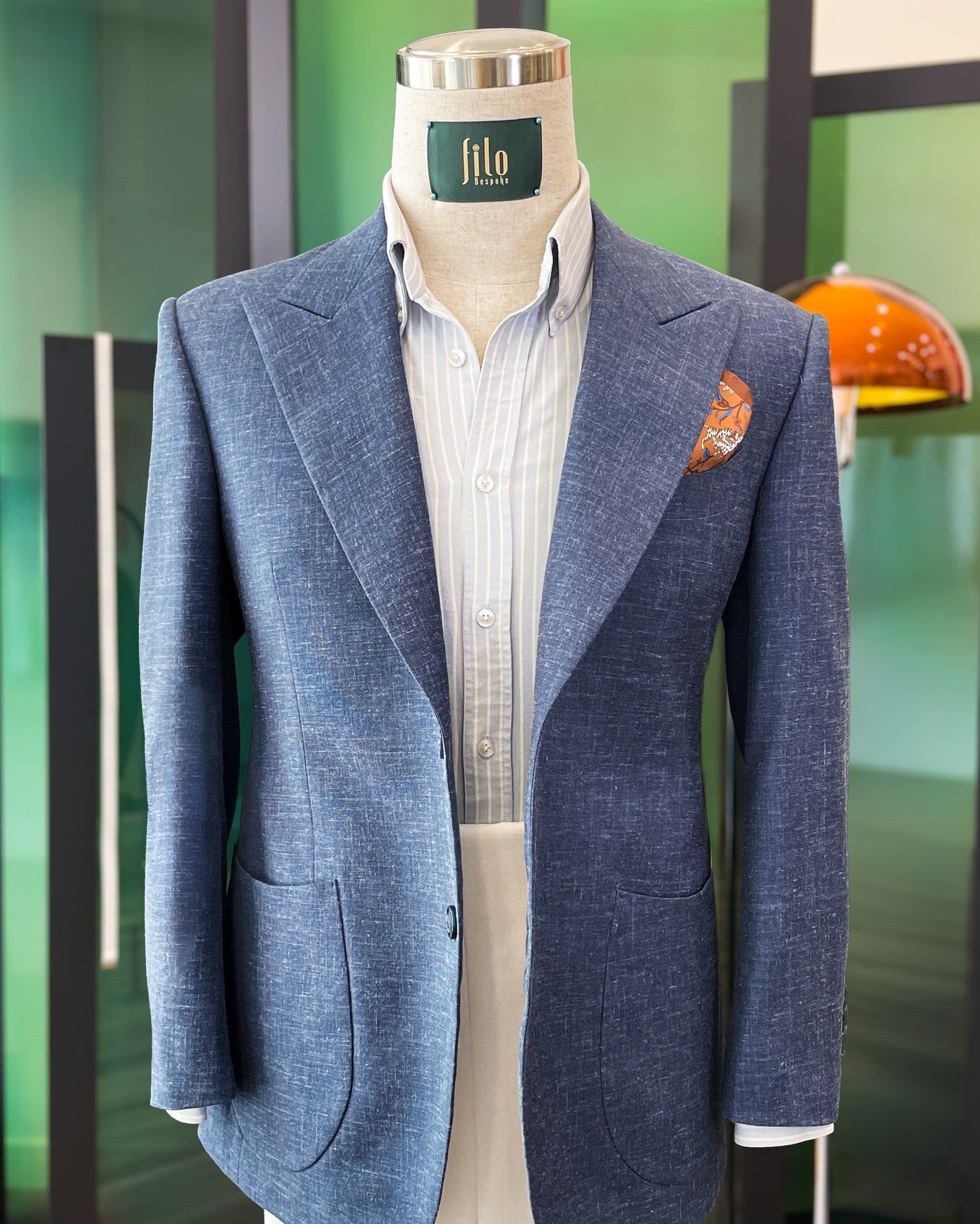 Navy Blue Linen Blend Jacket