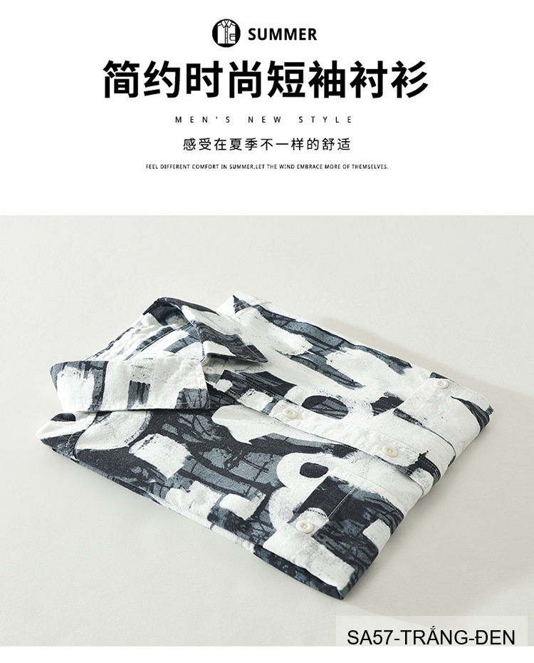 SA57 - Áo sơ mi nam tay ngắn phong cách Nhật Bản họa tiết nghệ thuật, chất cotton thoáng mát, form regular_thumbnail_11
