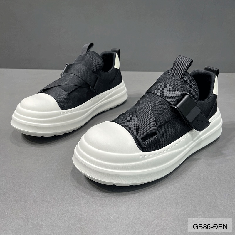 GB86 - Giày vải nam kiểu Hàn, đế dày êm, khóa cài tiện lợi, màu đen trơn, thời trang casual_thumbnail_6