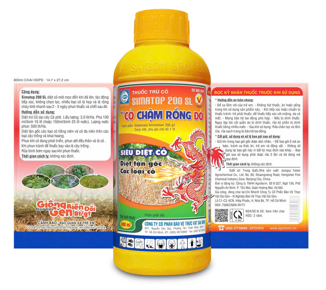 Thuốc diệt cỏ Simatop 200SL (Chai vàng – cỏ chậm rộng)
