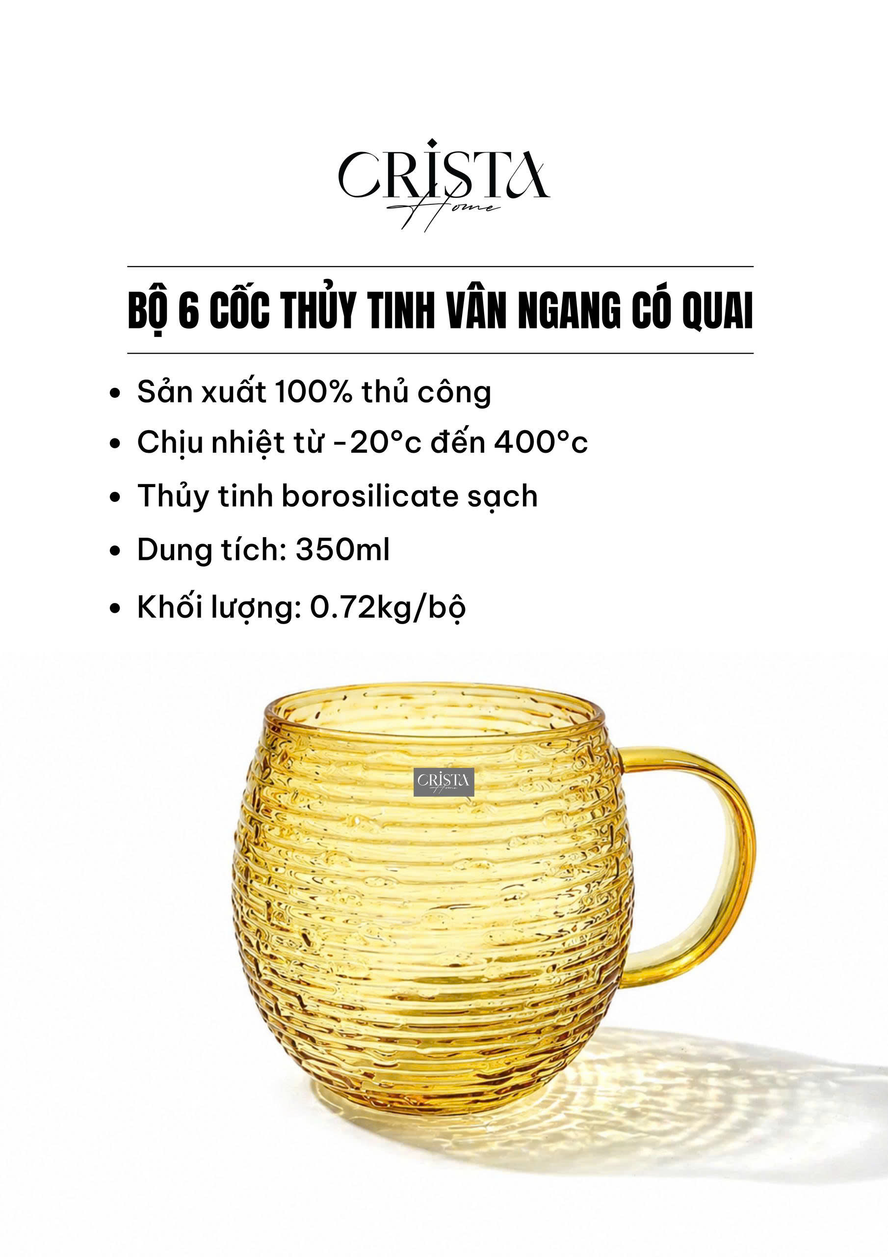 Bộ 6 cốc thủy tinh dáng bầu vân ngang có quai 350ml CRISTA HOME_thumbnail_10