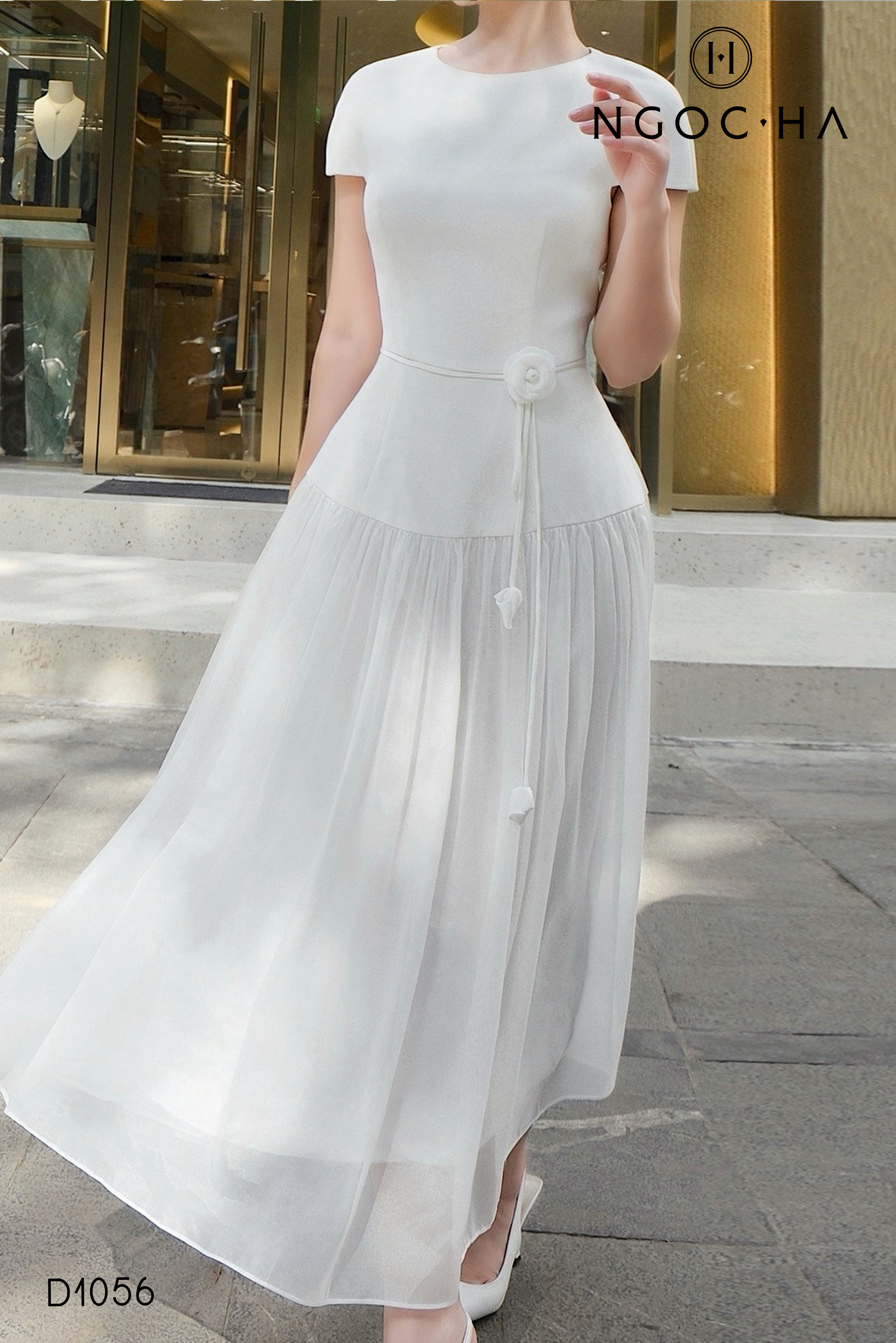 Lisa Dress_Đầm Xòe Mix Tơ Màu Trắng D1056_thumbnail_4