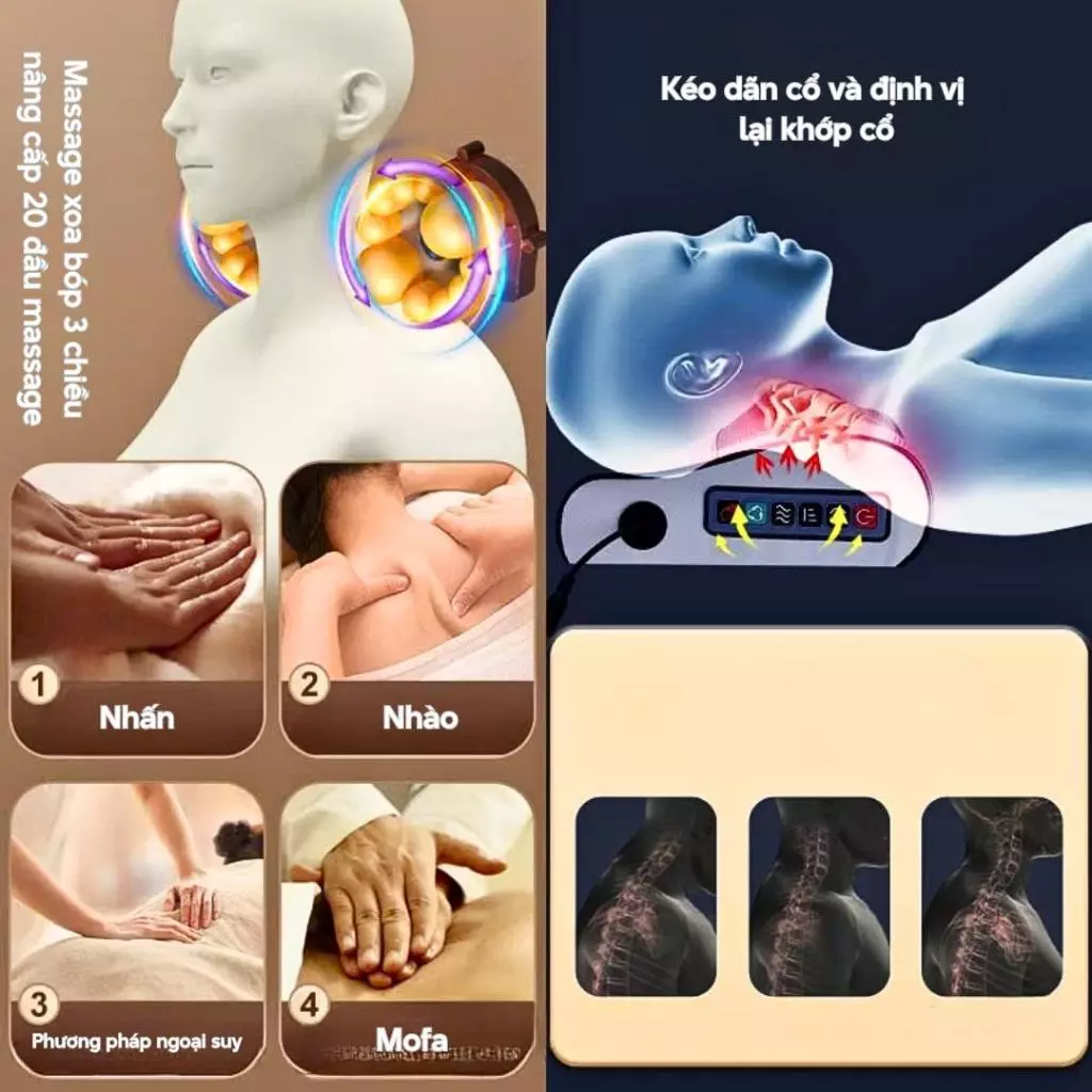 Gối massage cổ vai gáy 20 bi hồng ngoại, hỗ trợ giảm đau cổ vai gáy lưng cột sống, lưu thông tuần hoàn máu_thumbnail_2