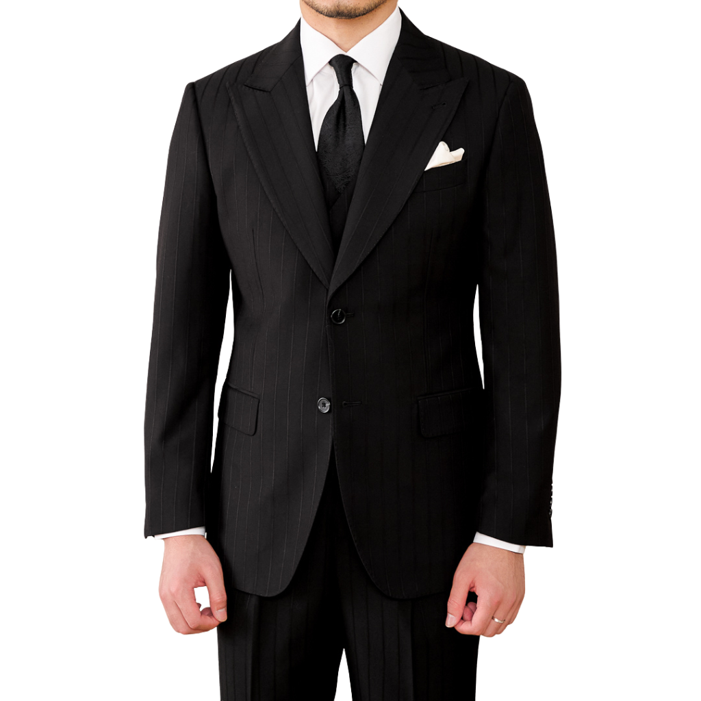 Bộ Suit Birmingham Đen Sọc Ẩn 3 Mảnh