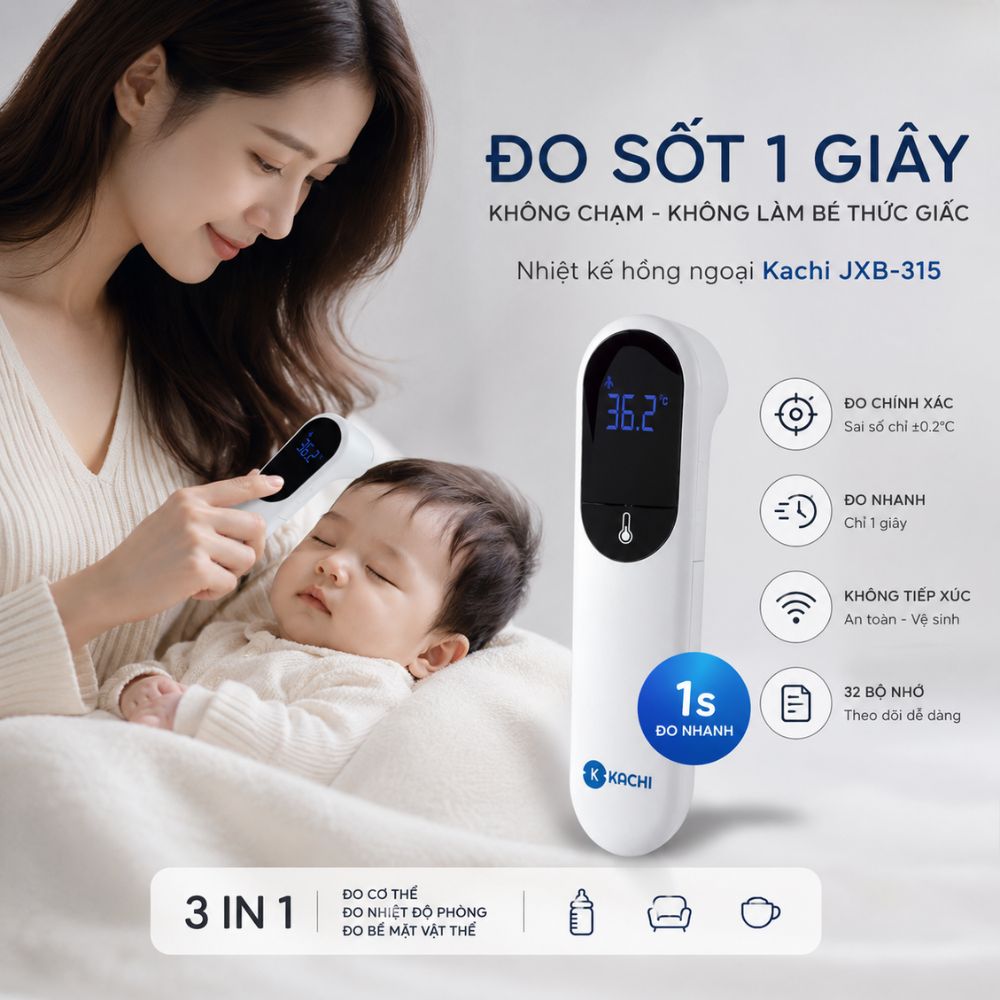 Máy Đo Nhiệt Kế Kachi JXB-315 MK | Đo nhiệt độ cơ thể, nhiệt độ phòng, nhiệt độ bề mặt đồ vật