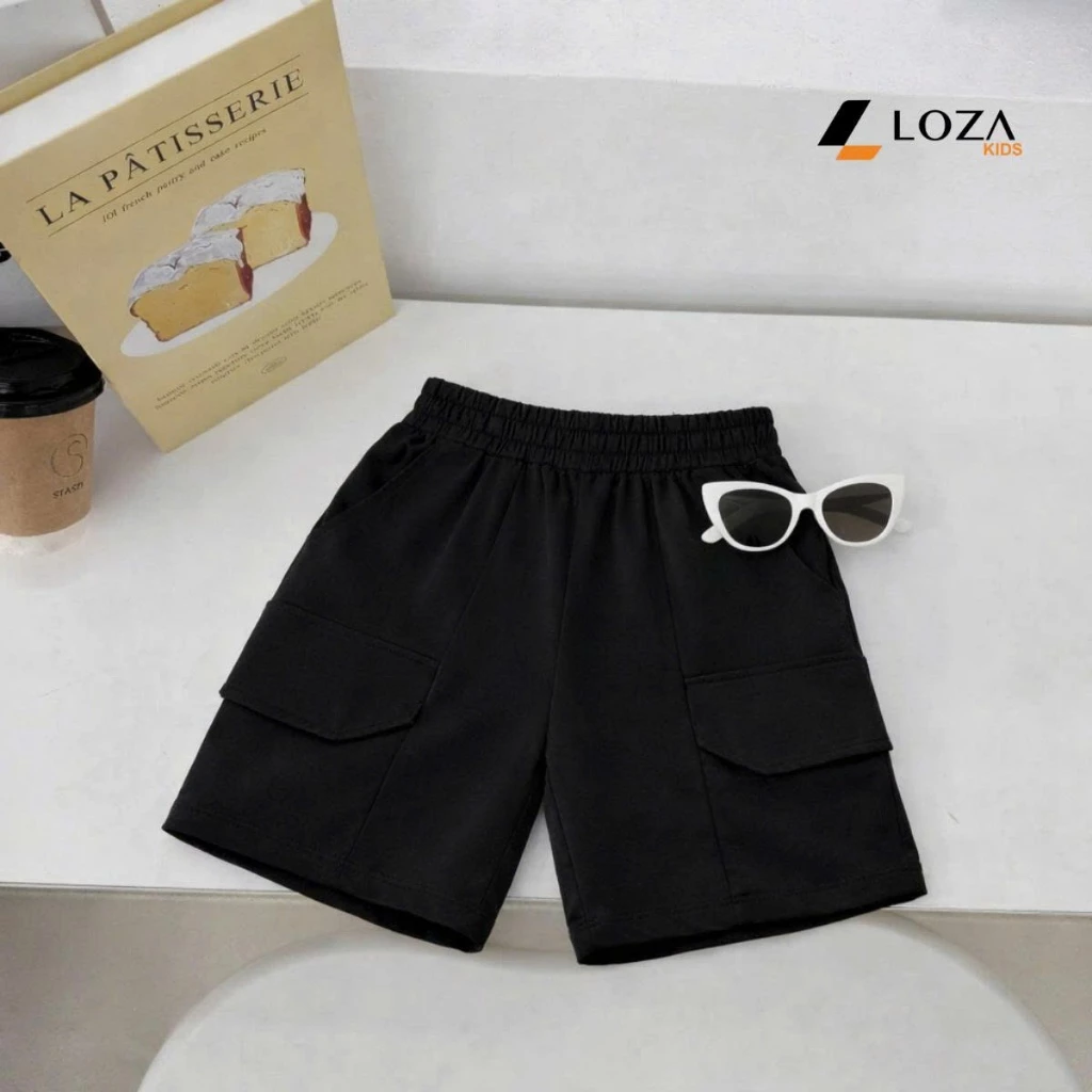 Quần đùi bé trai có nắp túi chất cotton - Quần đùi cho bé cân nặng từ 15-40kg Loza Kids QT7008