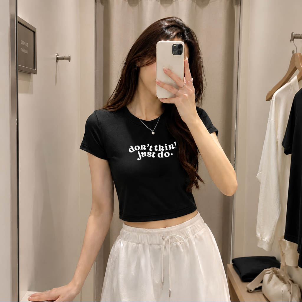 [Form Ôm] Áo croptop chữ 'don't think just do' -  Loza CR8607_thumbnail_0