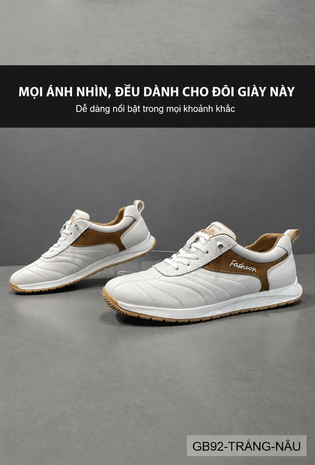 GB92 - Giày thể thao nam da bò trắng phối màu, phong cách thời trang thường ngày, đế bằng êm ái_thumbnail_8