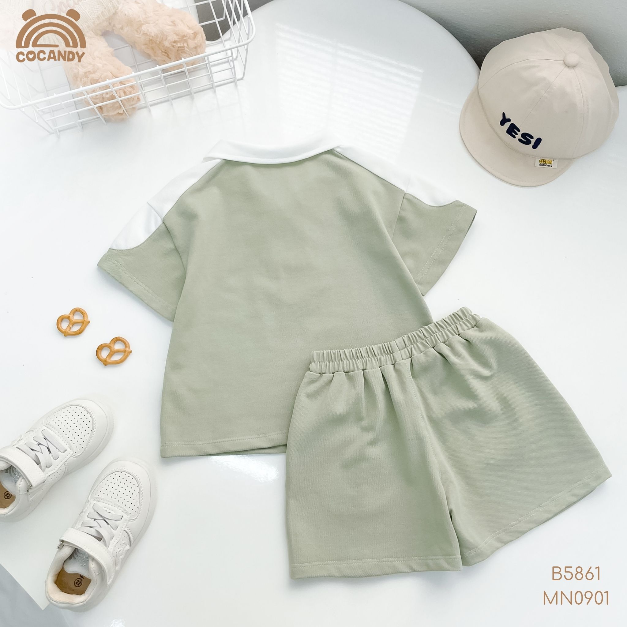 Bộ cộc polo XANH LÁ giả cổ cà vạt_thumbnail_3