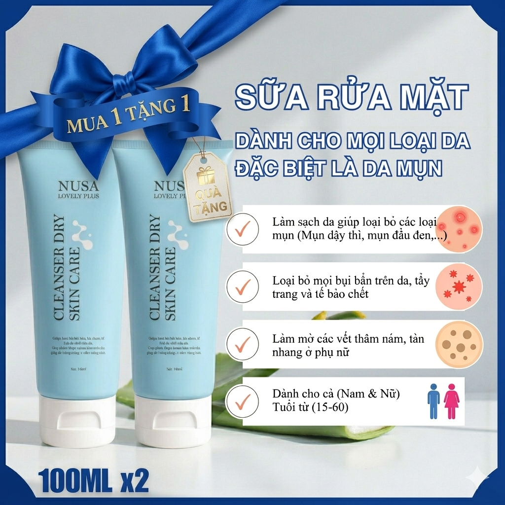 [MUA 1 TẶNG 1] Sữa Rửa Mặt Nusa Lovely Dành Cho Mụn (100ml)