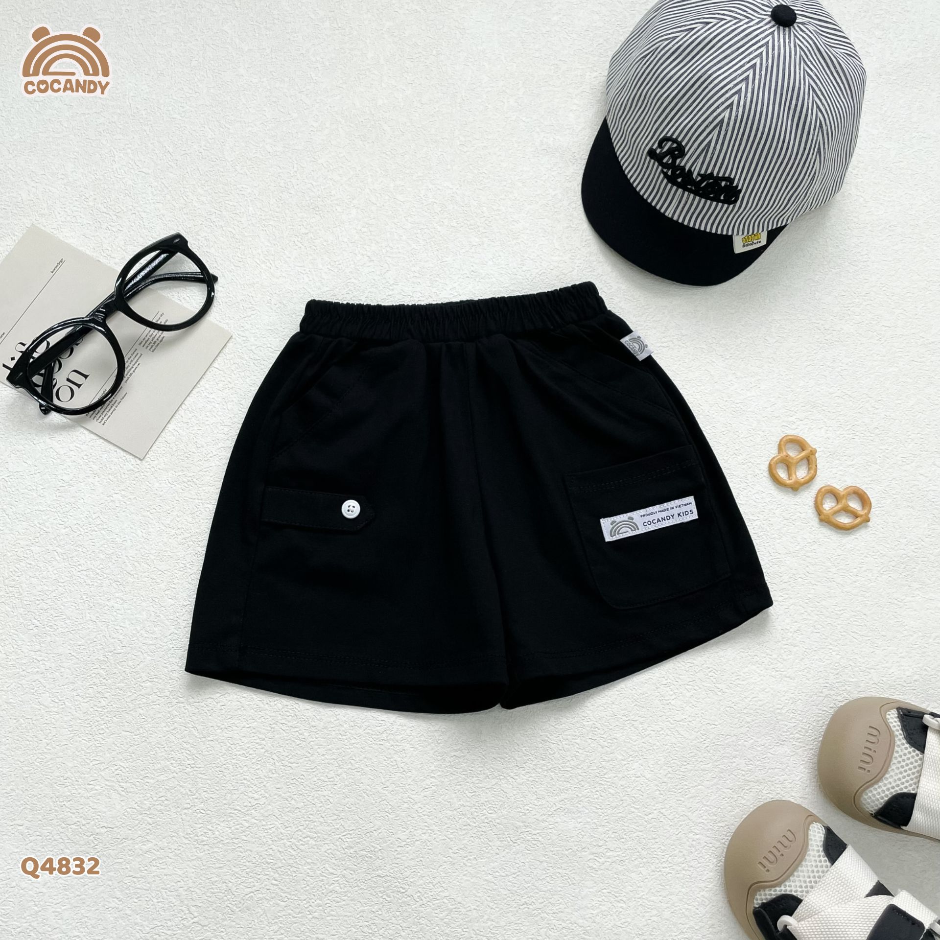 Quần cộc cotton ĐEN túi ốp_thumbnail_1
