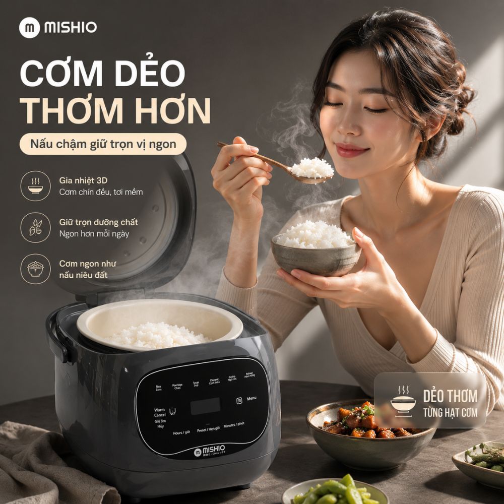 Nồi cơm điện lòng sứ dưỡng sinh Mishio MK365 - màu xám_thumbnail_11