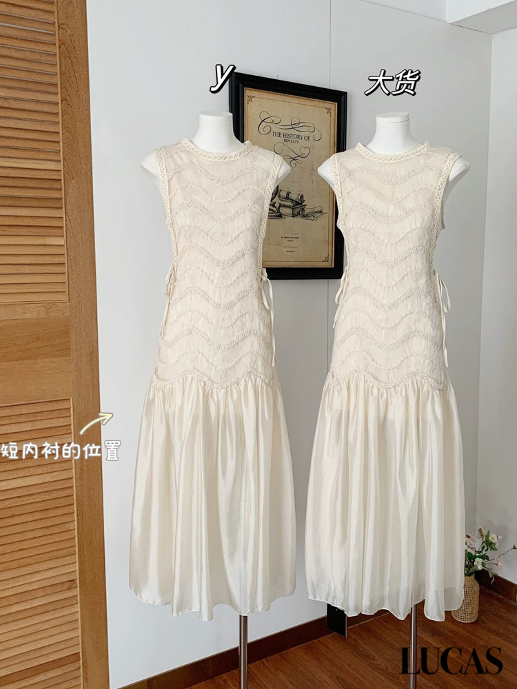 Váy ren zile cổ tròn thân ren trên phối gấu voan xòe TINA_thumbnail_5