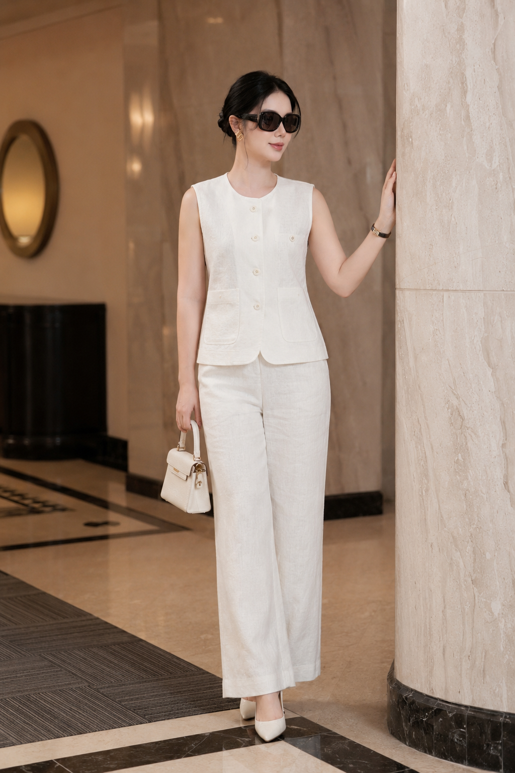 S012 - SET ÁO QUẦN GILE TRẮNG