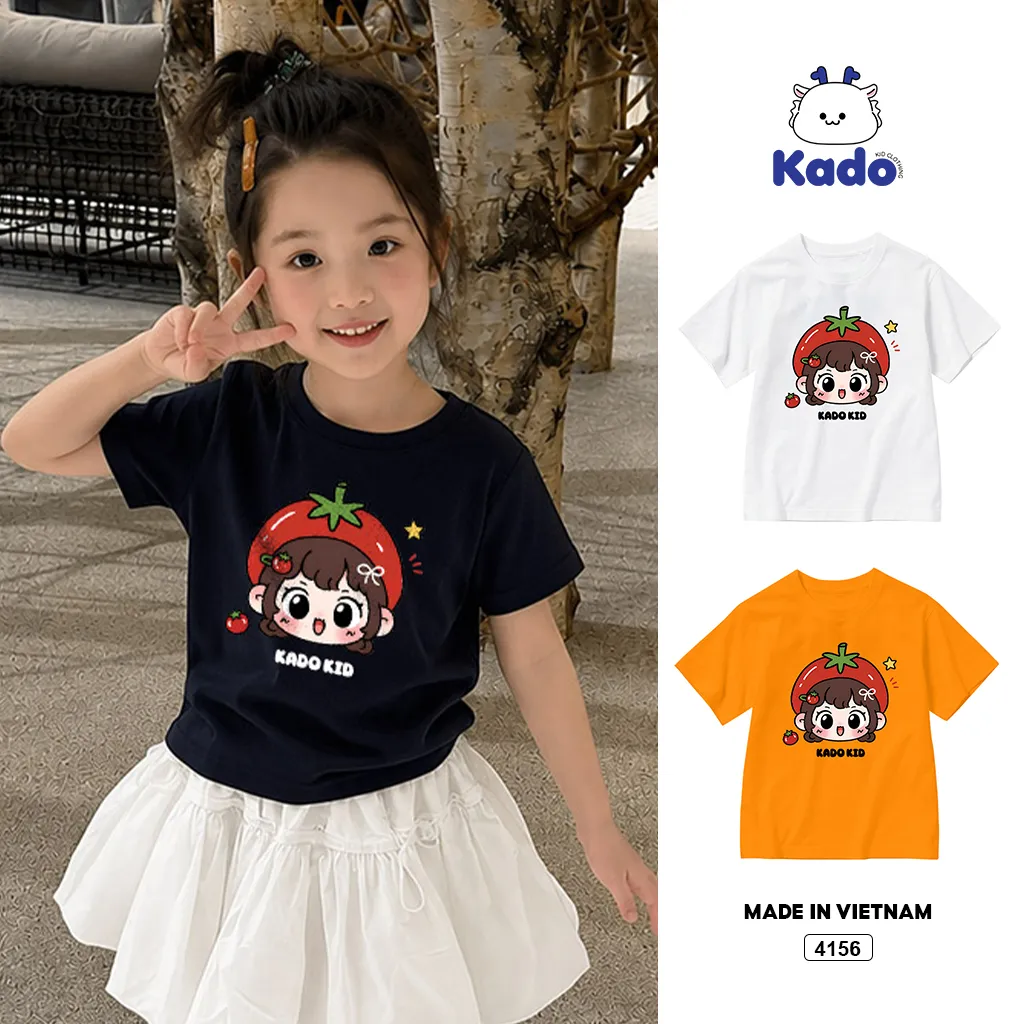 Áo thun bé gái hoạt hình chibi dâu tây Kado 4156