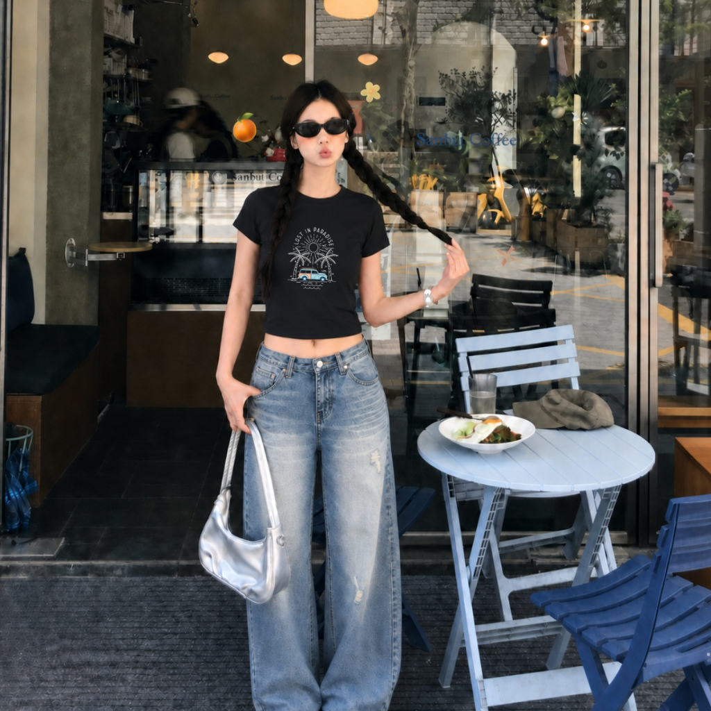 [Form ôm] Áo Croptop hình cây dừa và xe - Loza CR8587_thumbnail_2