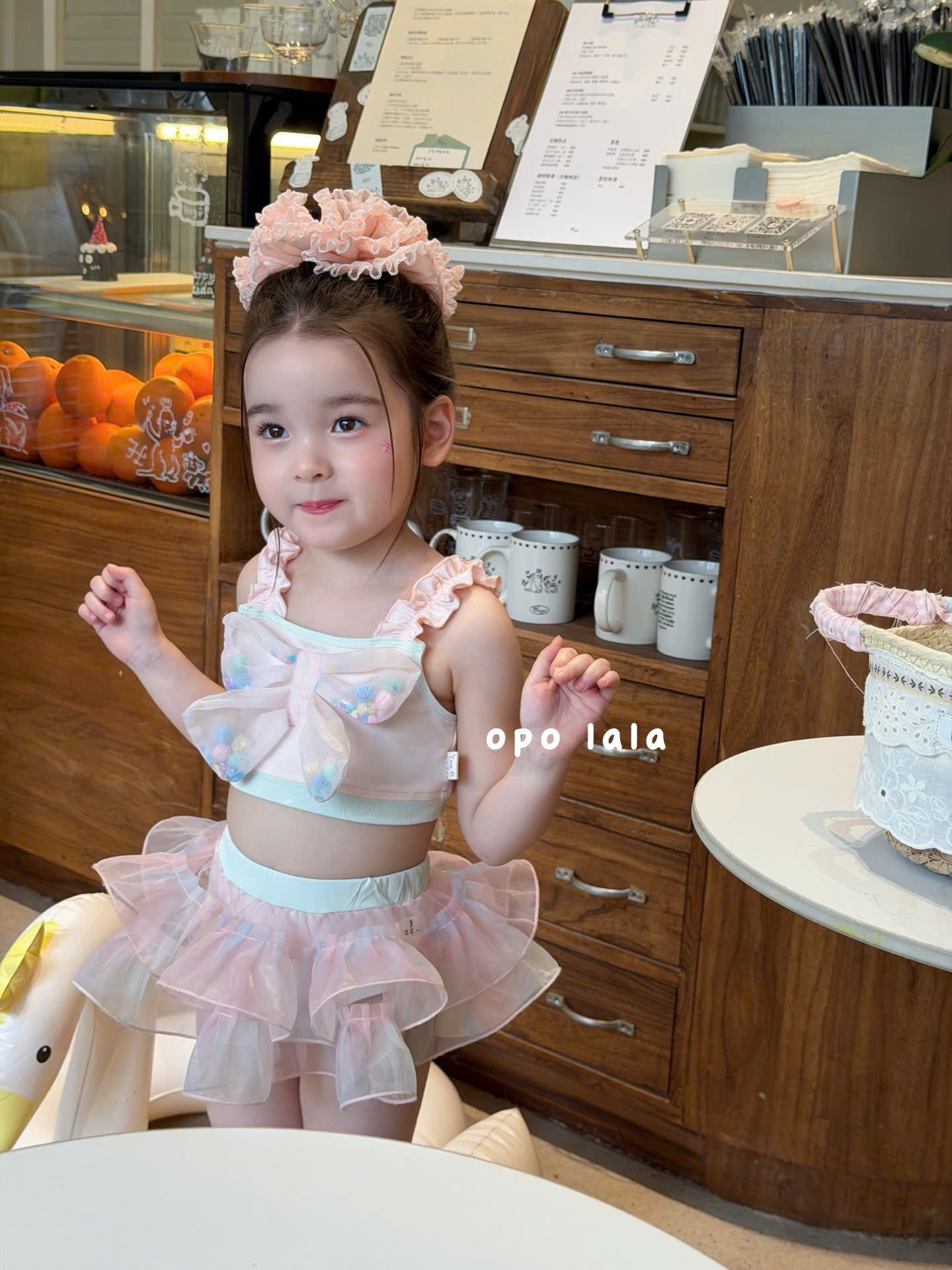 B04 - Set bơi 2 chi tiết đính nơ voan kèm chip voan hãng OPL