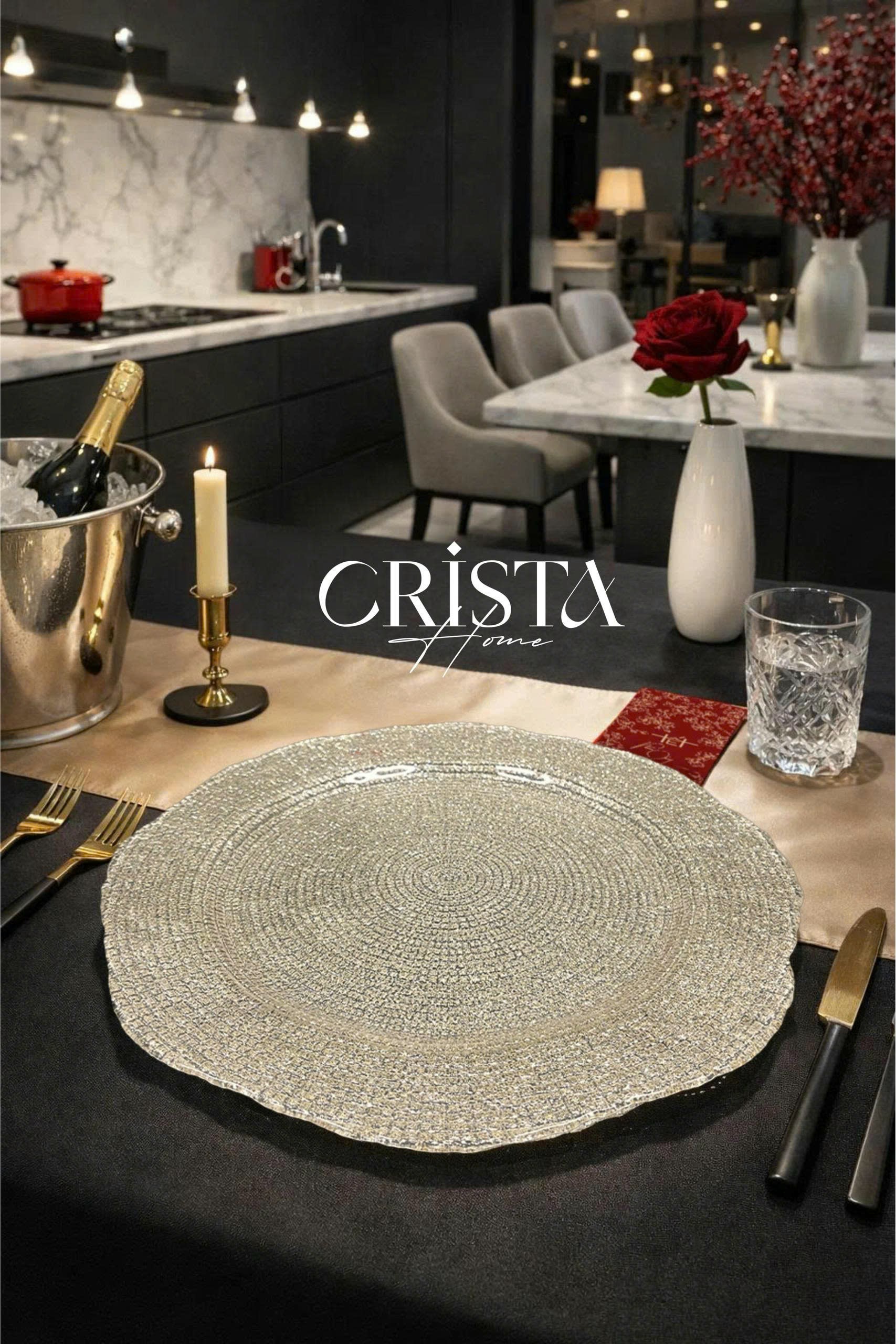Bộ 2 đĩa thủy tinh CRISTA HOME Tròn hoa đào 34 + 30 cm, 60225_thumbnail_3