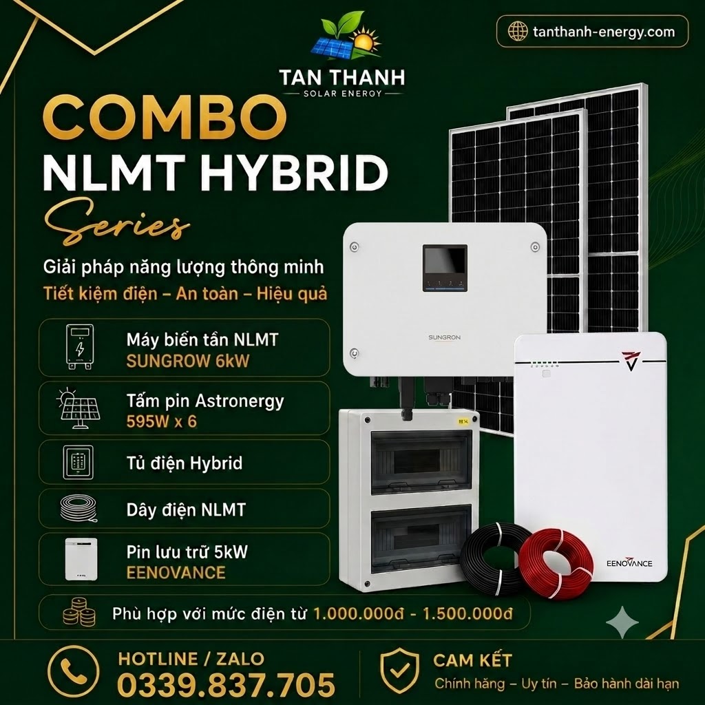 COMBO SUNGROW 6kW PHÙ HỢP CHO TIỀN ĐIỆN TỪ 1.000.000Đ - 1.500.000Đ/THÁNG