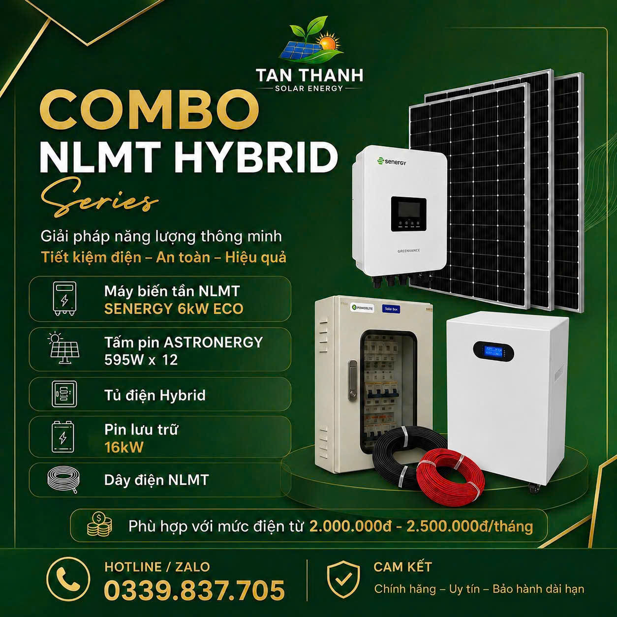 COMBO SENERGY 6kW ECO PHÙ HỢP CHO TIỀN ĐIỆN TỪ 2.000.000Đ - 2.500.000Đ/THÁNG
