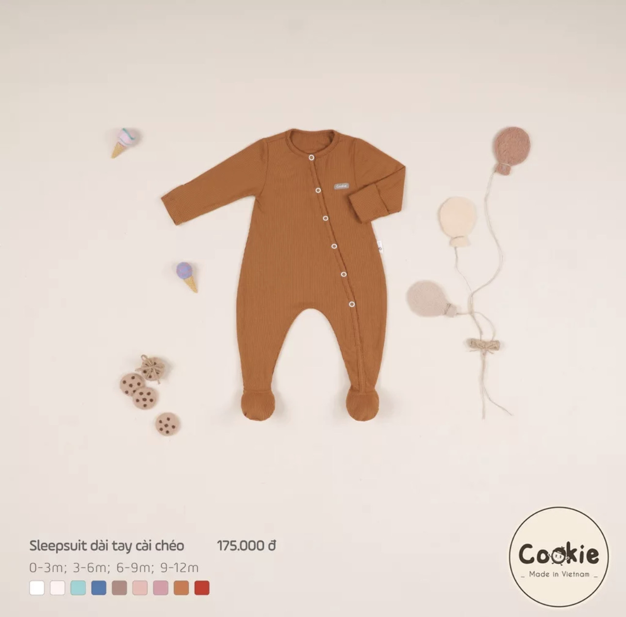 Sleepsuit cài chéo liền tất COOKIE