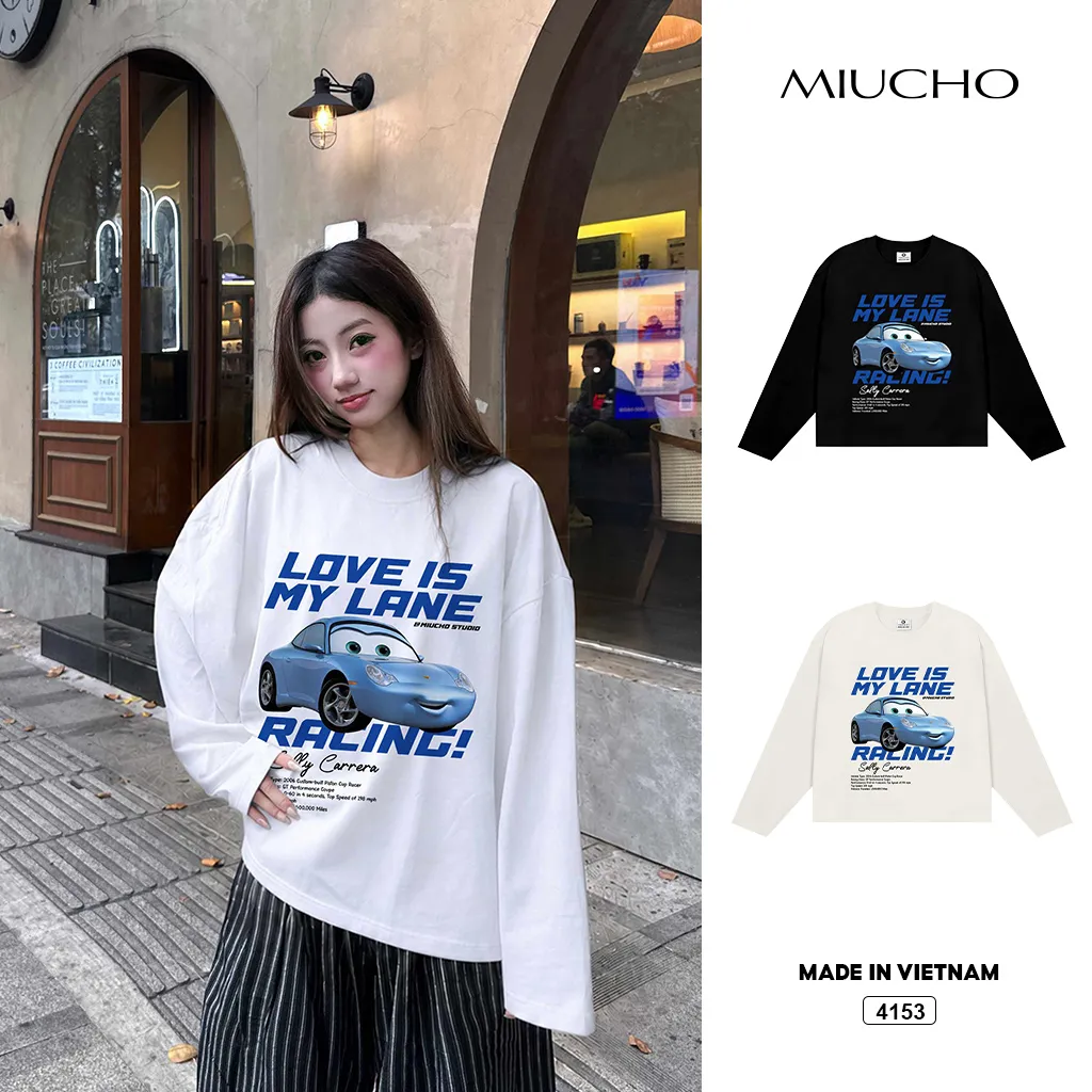 Áo thun tay dài form boxy Love Is My Lane streetwear Miucho 4153