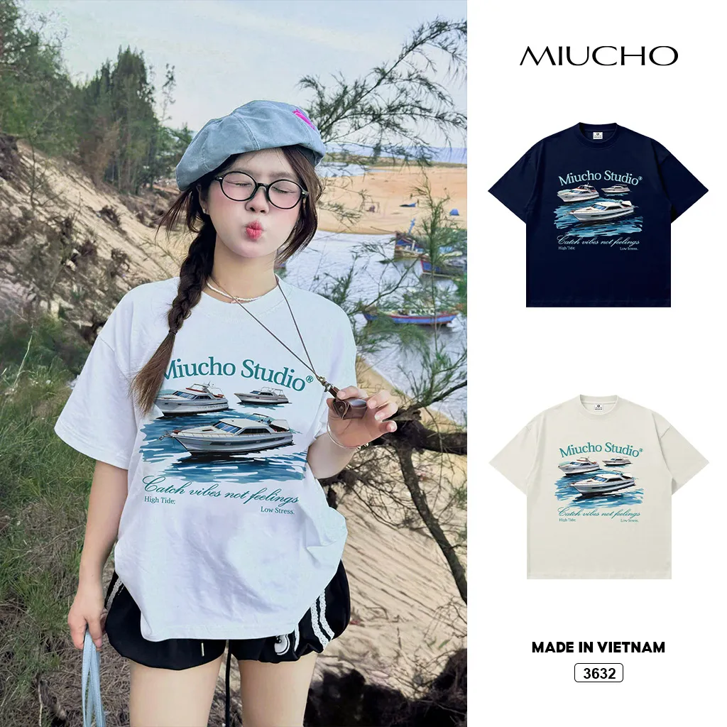 Áo thun boxy unisex BST Hè Biển dày dặn đứng form Miucho 3632