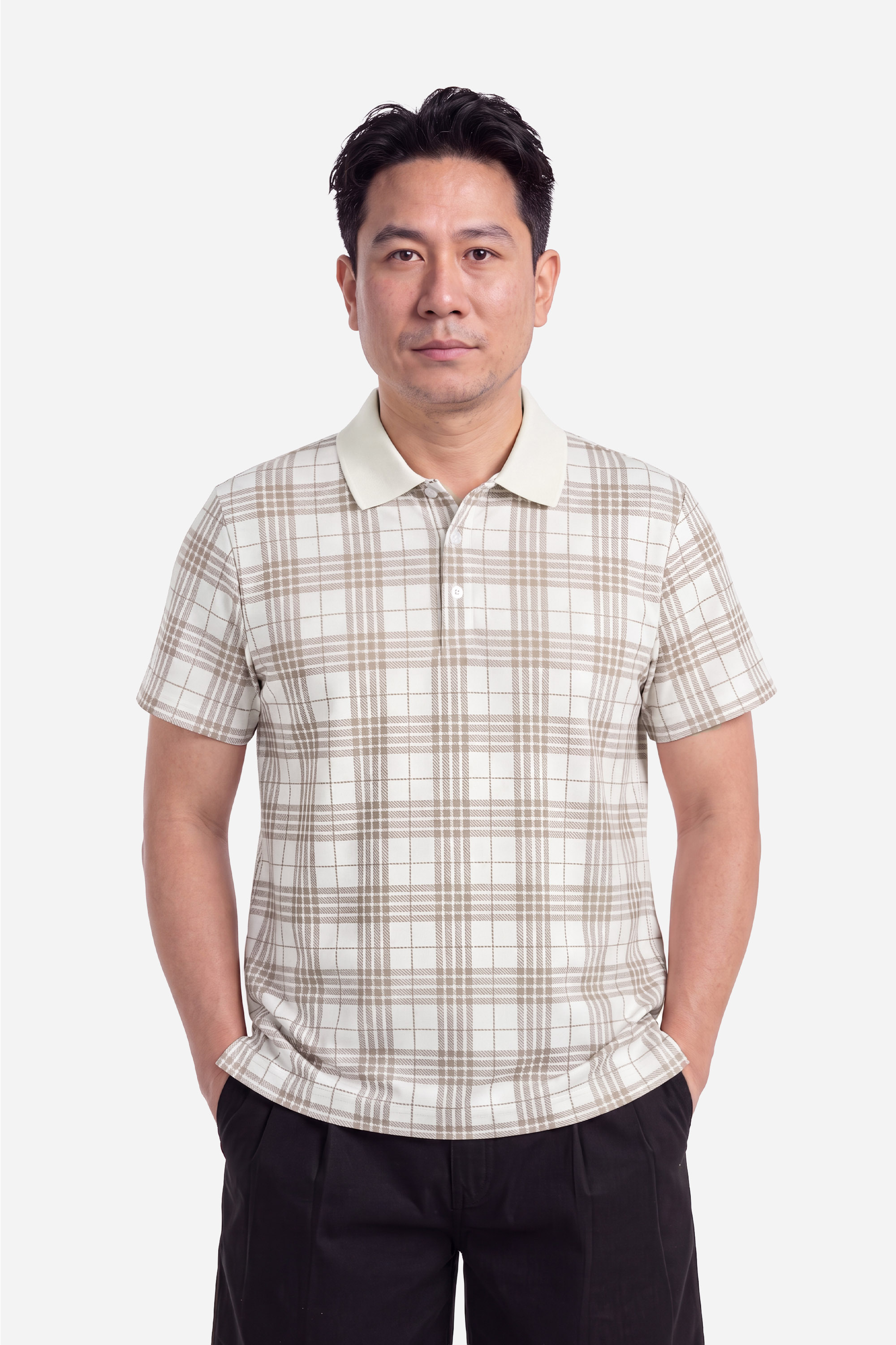 Áo Polo Kẻ Caro Nam Trung Niên Mềm Mịn Co Giãn Chống Nhăn