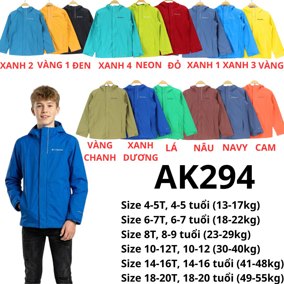 AK294- Áo khoác gió bé trai
