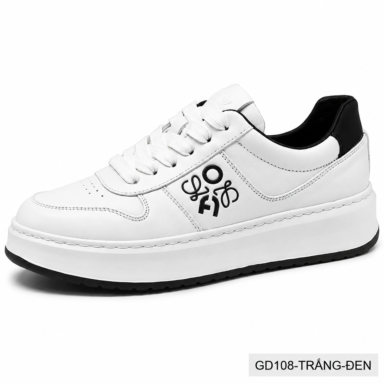 GD108 - Giày thể thao nam da bò thật đế trắng phối màu xanh lục và đen_thumbnail_5