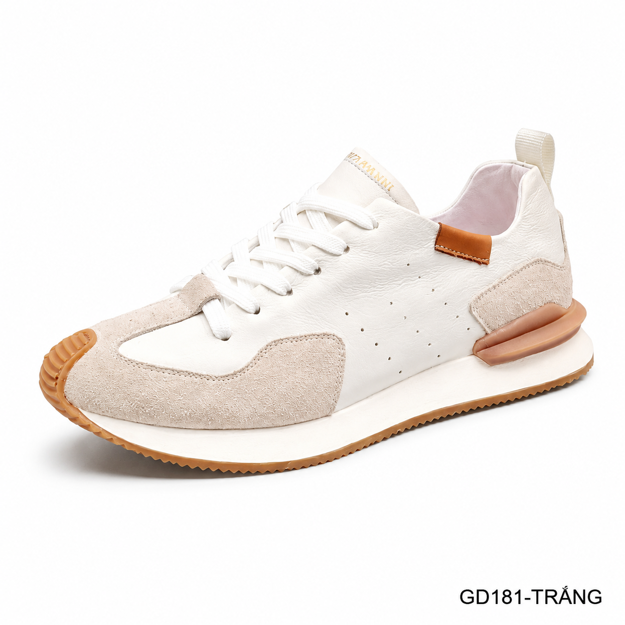 GD181 - Giày Nam Thể Thao Da Thật Đế Mềm Phối Màu Trắng Đen
