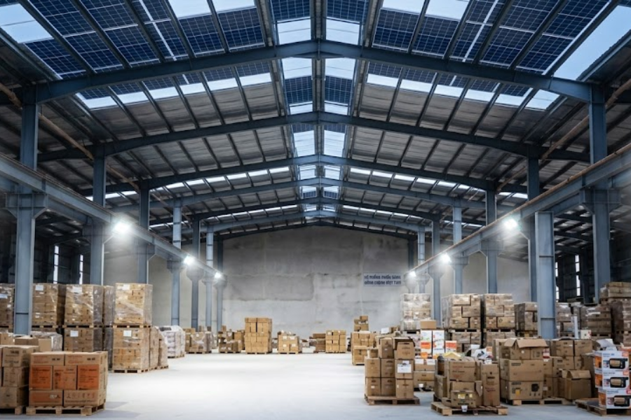 Đèn năng lượng mặt trời dùng cho nhà kho: Giải pháp tiết kiệm hiệu quả