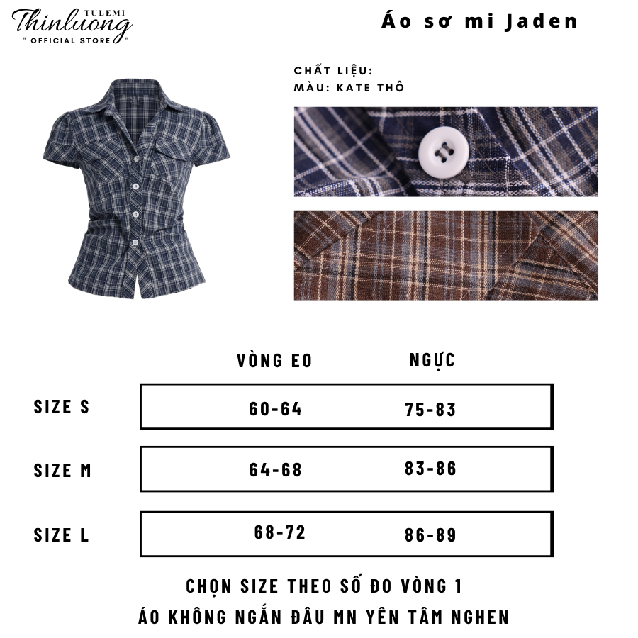 Áo caro xanh và nâu Jaden và quần short cạp thấp_thumbnail_7