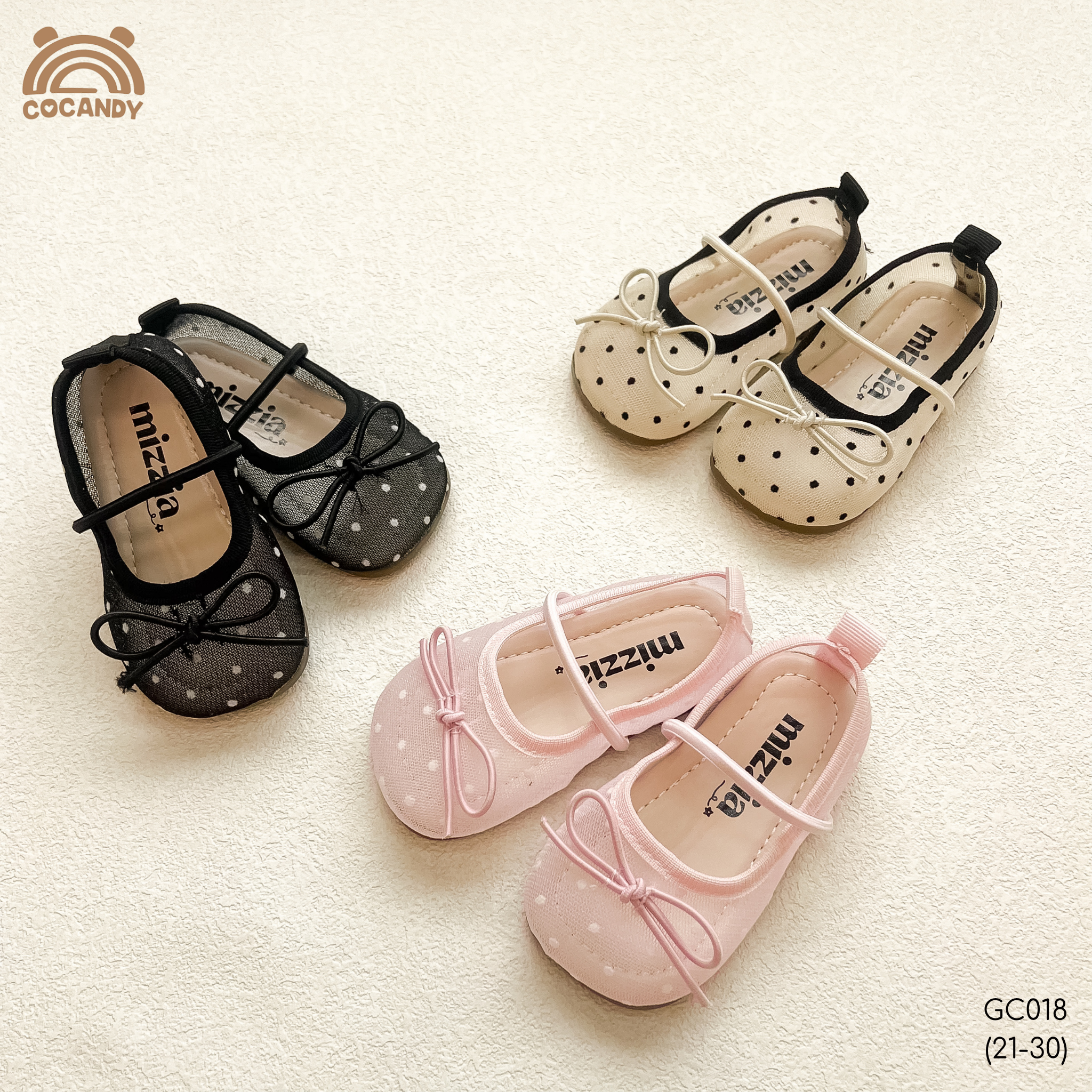 Giày búp bê nhập lưới HỒNG chấm bi MIZZIA_thumbnail_1