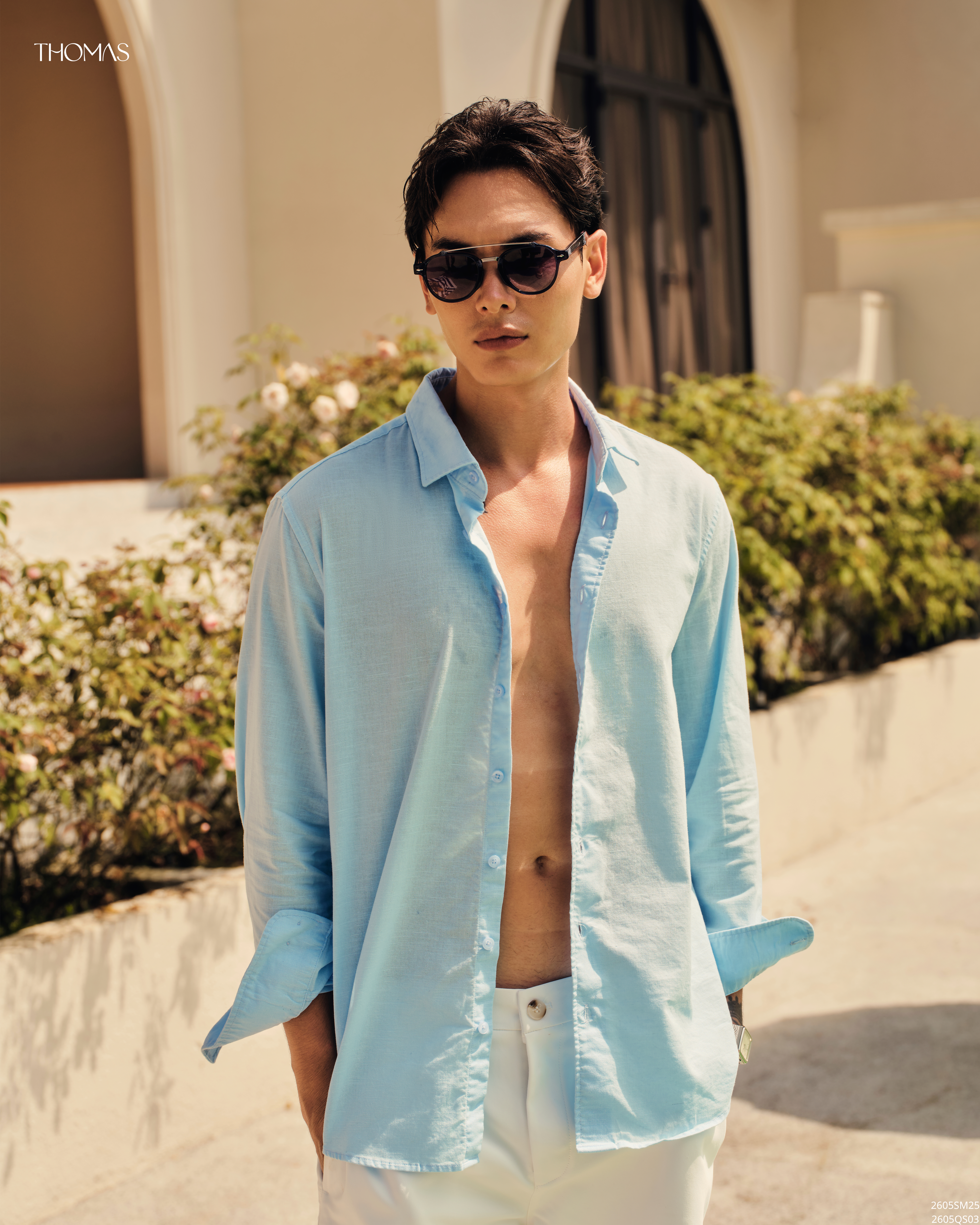 Áo Sơ Mi Dài Tay Cổ Cutaway Elio Vải Linen Form Regular