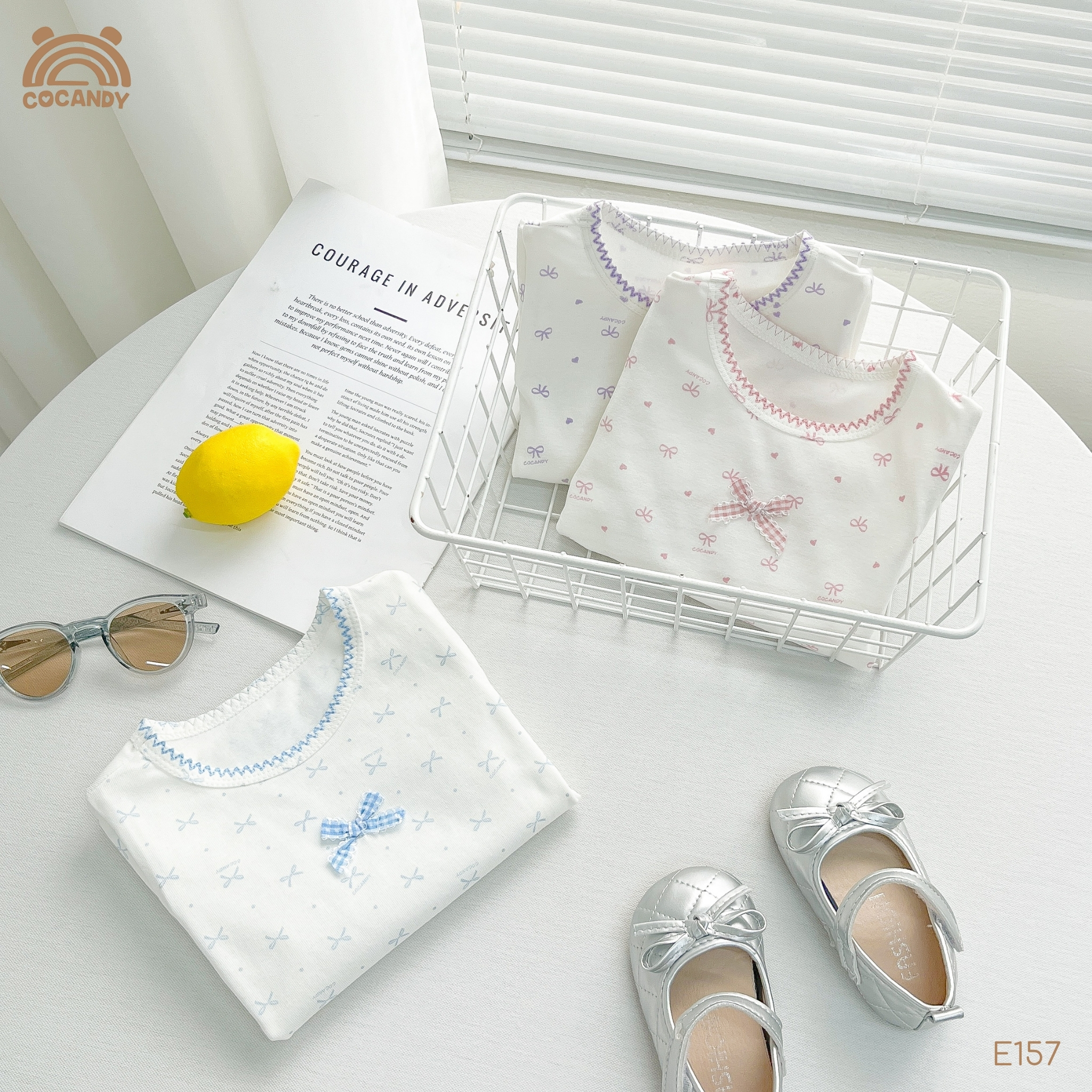 Áo cộc thun TRẮNG hình nơ bi HỒNG CCD_thumbnail_1