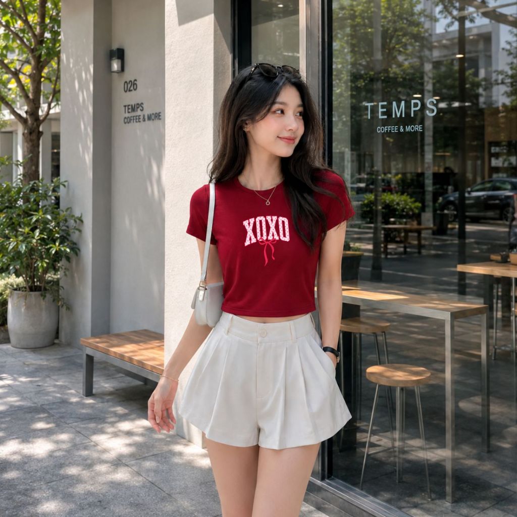 [Form Ôm] Áo croptop chữ XOXO và nơ - Loza CR8606_thumbnail_4